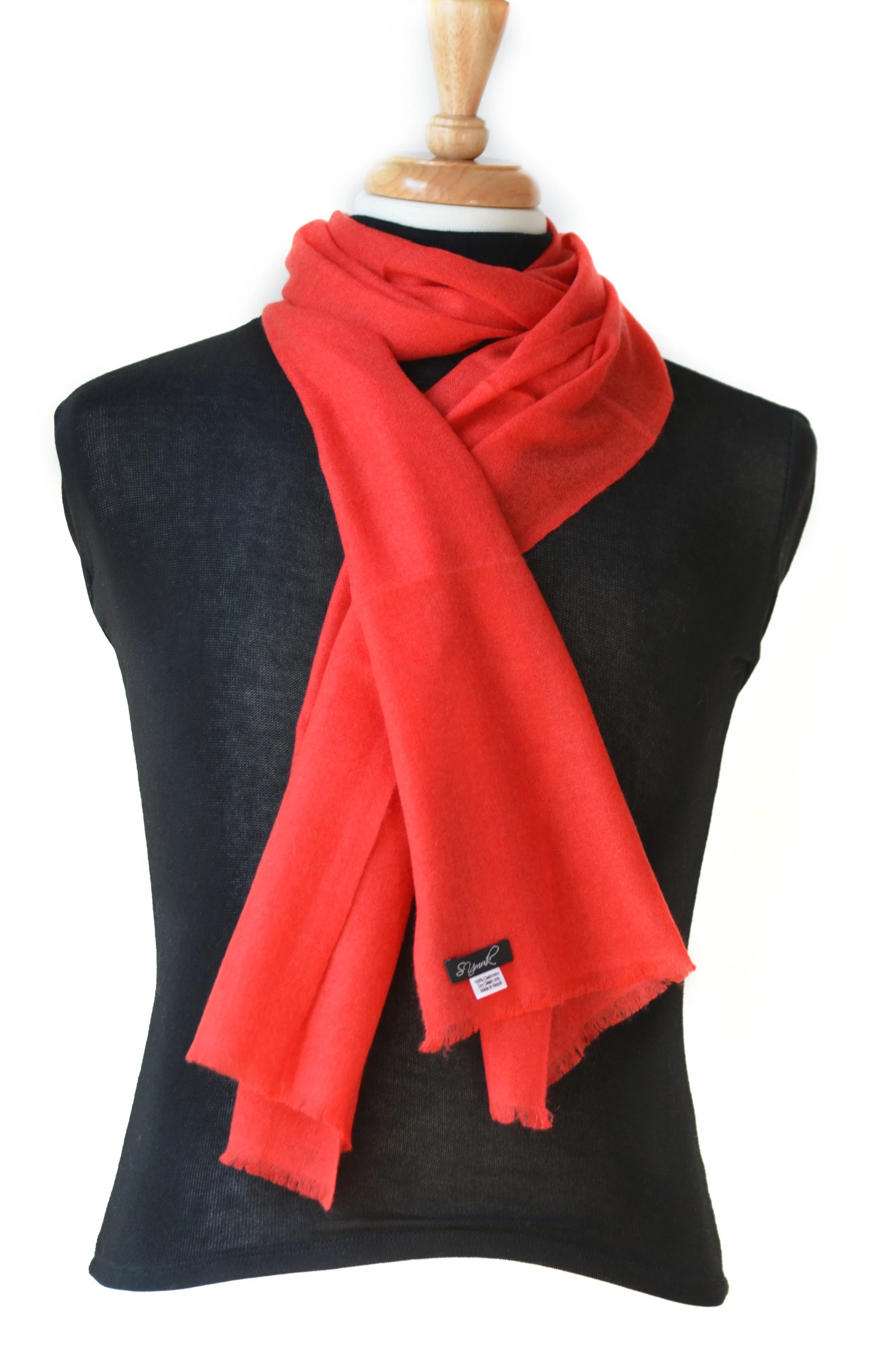 Poinsettia Red Pure Cashmere Travel Neck Scarf Small and Light -Unisex - Landscape