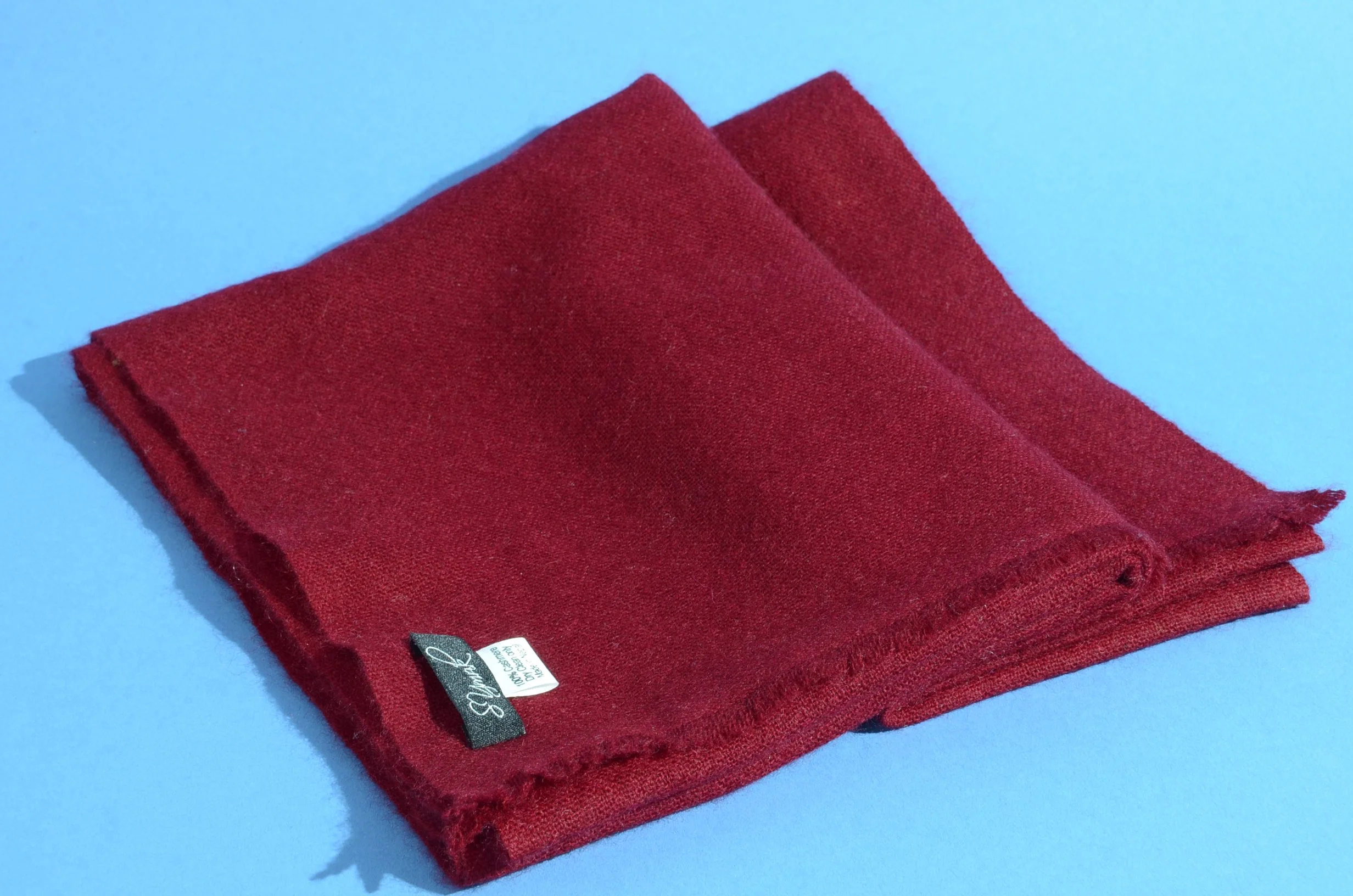 Burgundy Pure Cashmere Coat Scarf Slightly Felted and Narrow- Unisex - Landscape