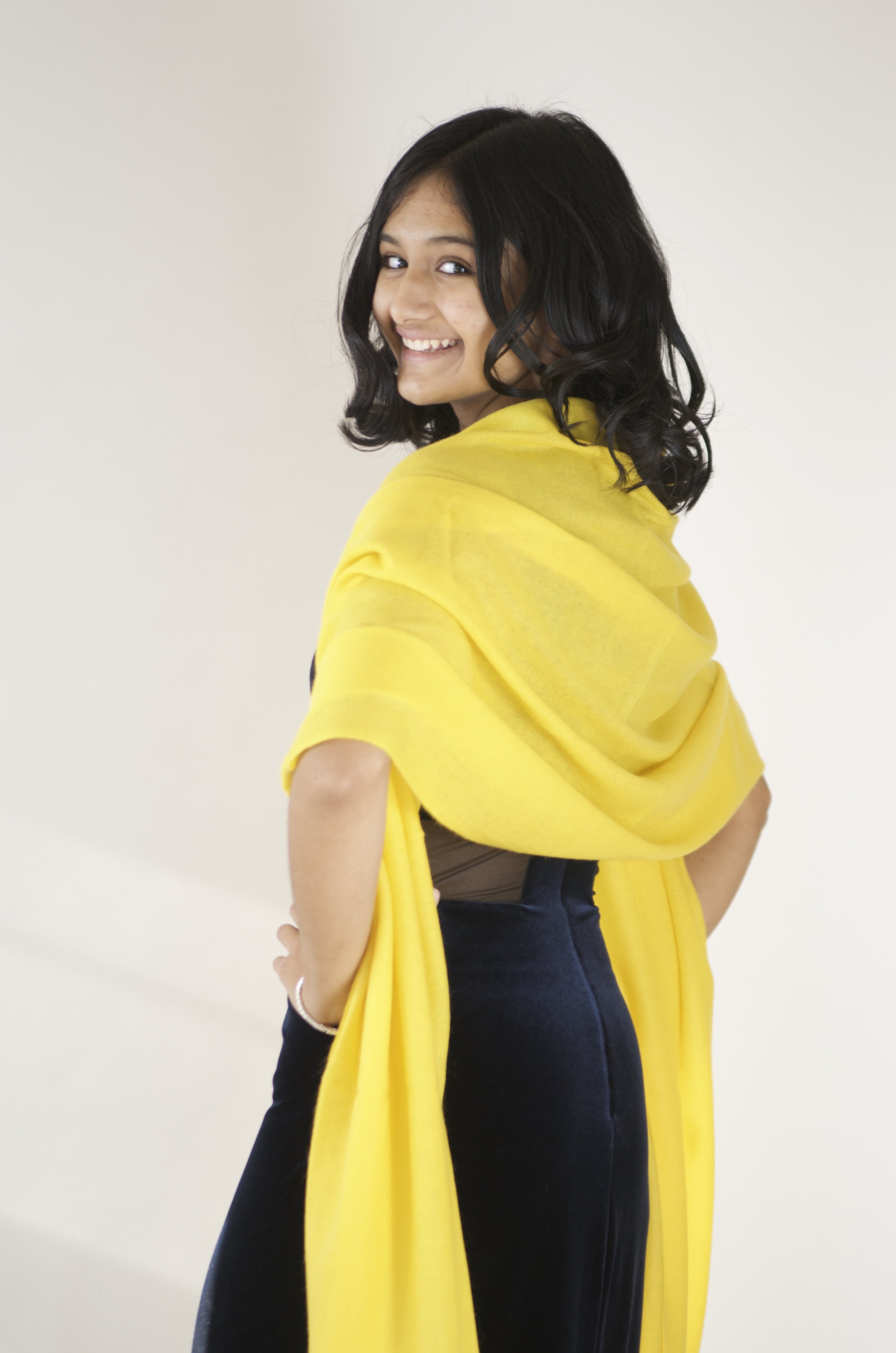 Buttercup Yellow Cashmere Shawl Scarf Wrap Pashmina - Landscape