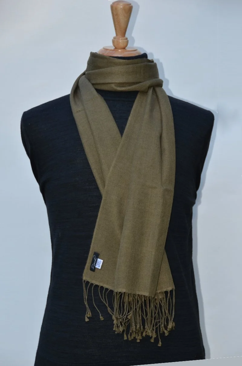 Fir Green Slim Cashmere and Silk Coat Scarf - Landscape