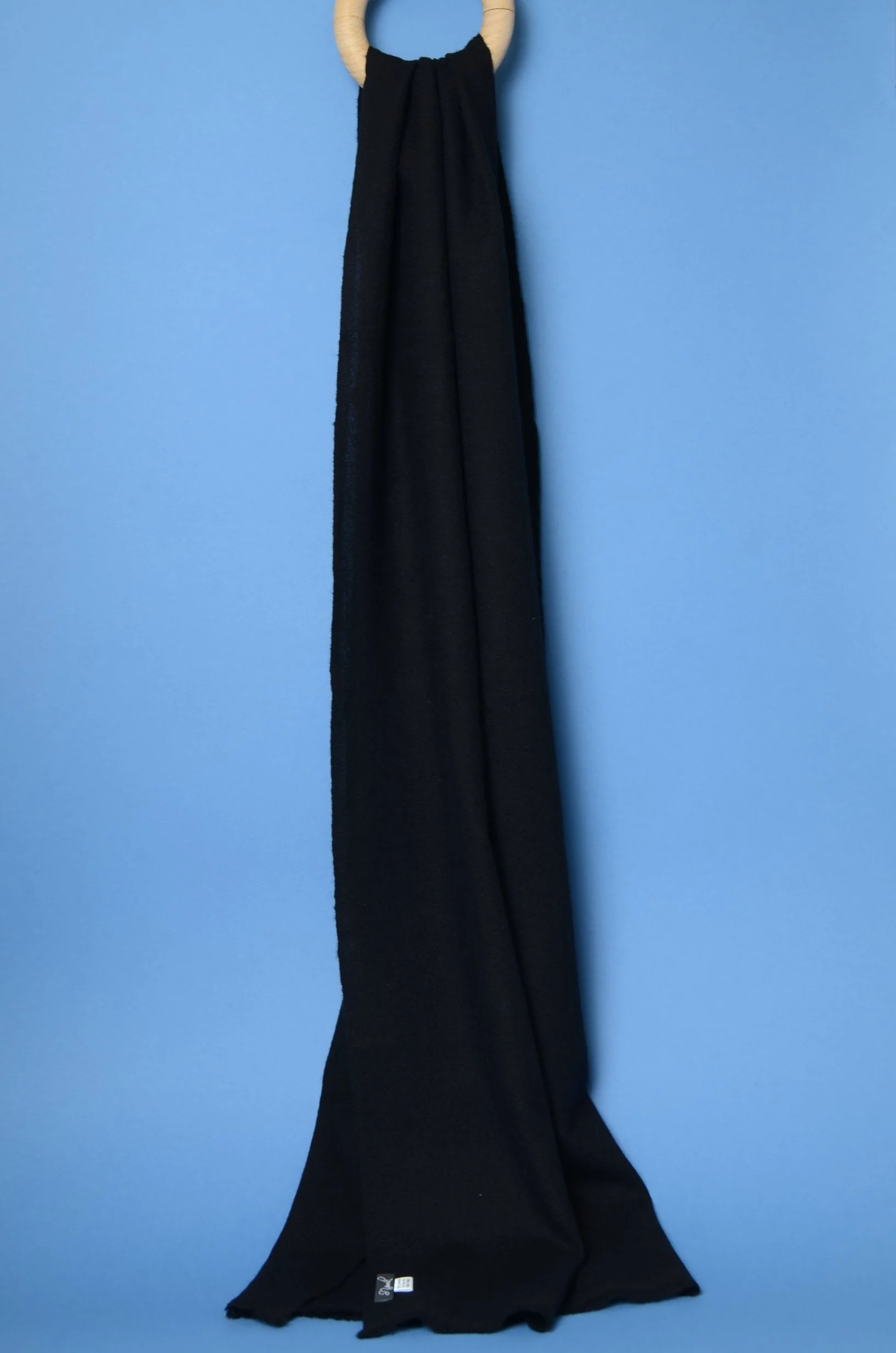 Black Pure Cashmere Coat Scarf Slightly Felted and Narrow- Unisex - Landscape