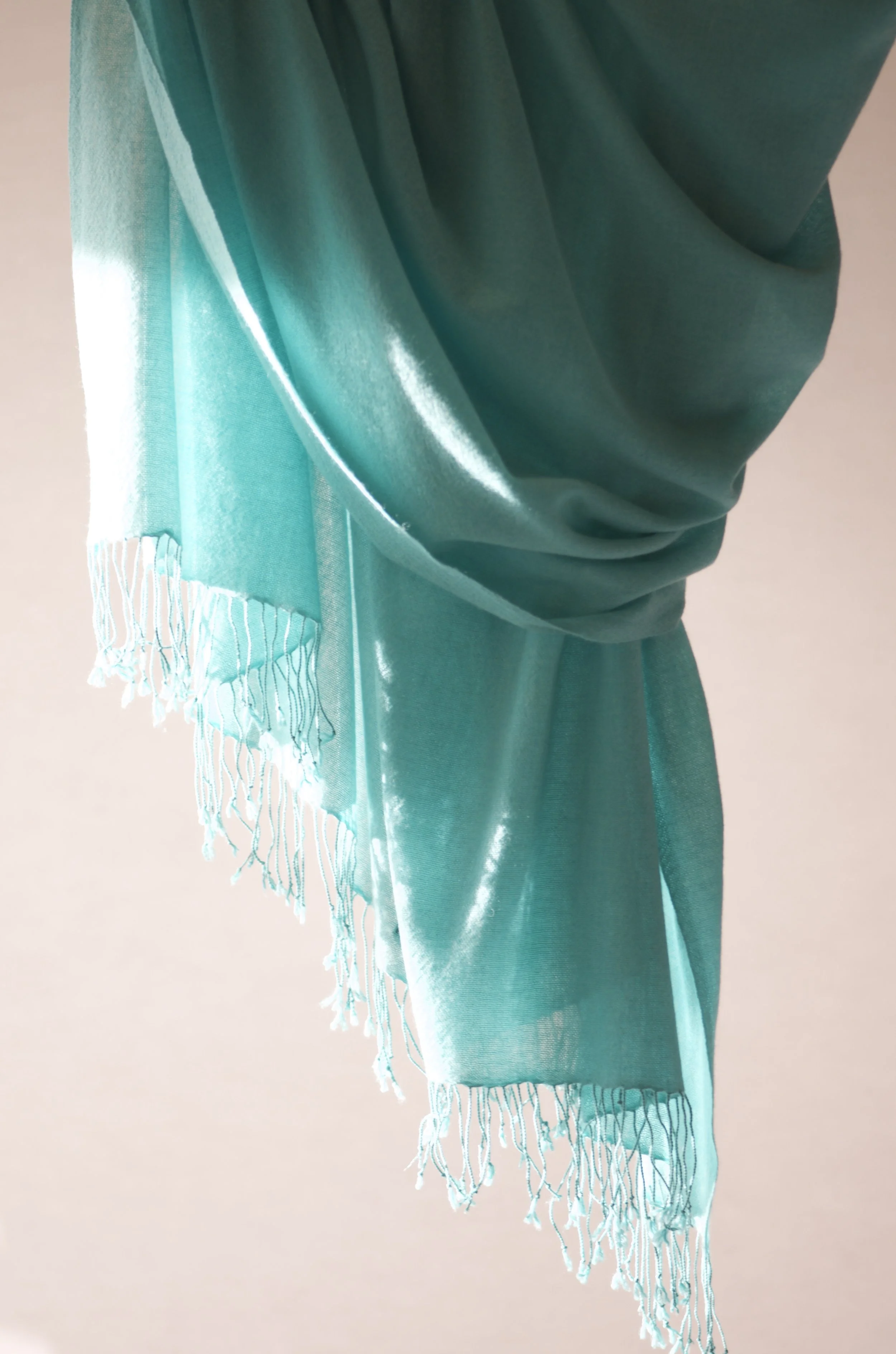 Ceramic Aqua Cashmere Shawl Scarf Wrap Pashmina - Landscape