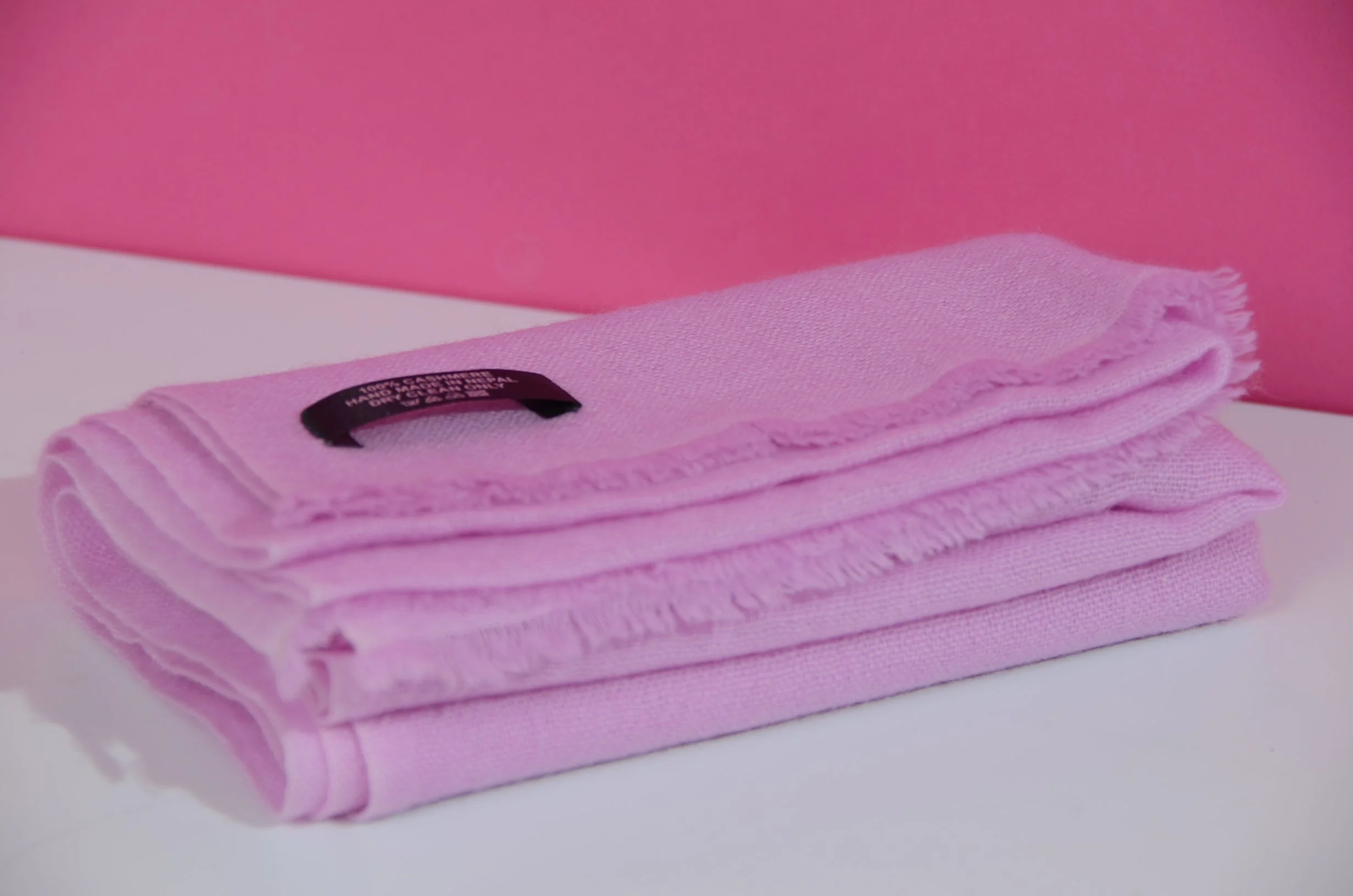 Chalk Pink Pure Cashmere Travel Neck Scarf Small and Light -Unisex - Landscape
