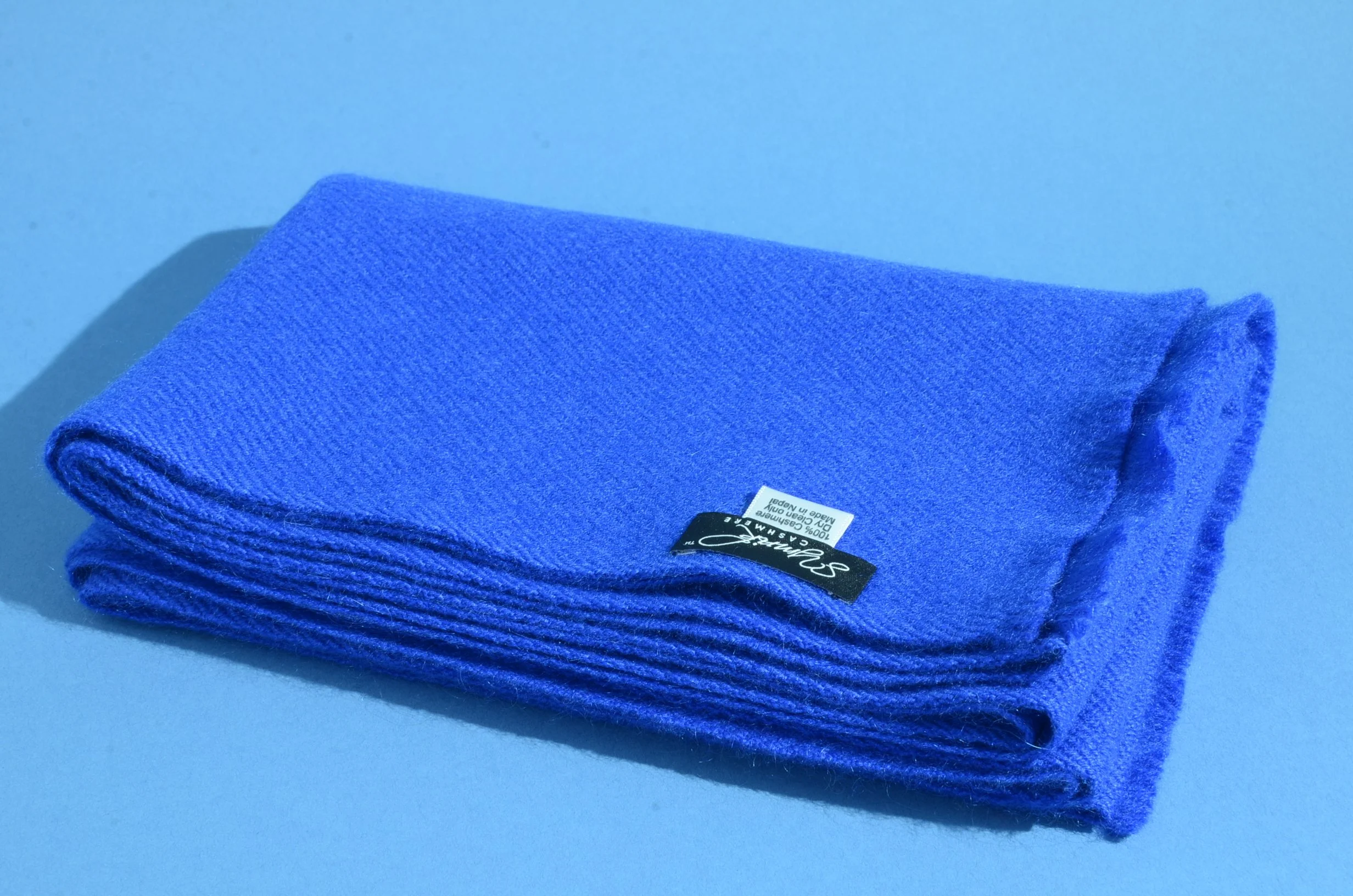 Marine Blue Pure Cashmere Coat Scarf Slightly Felted and Narrow- Unisex - Landscape
