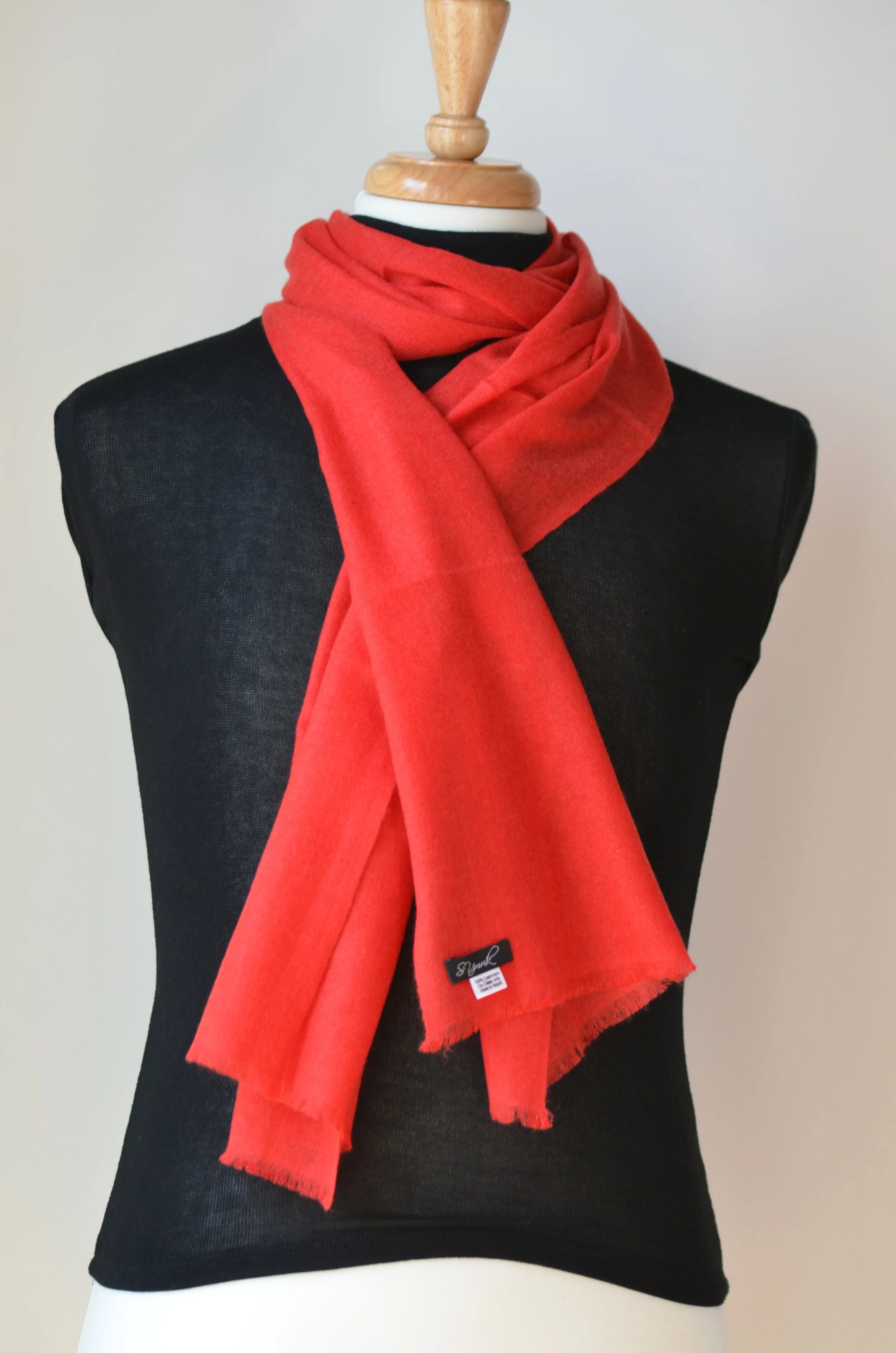 Poinsettia Red Small Travel Cashmere Neck Scarf for Men and Women - Portrait