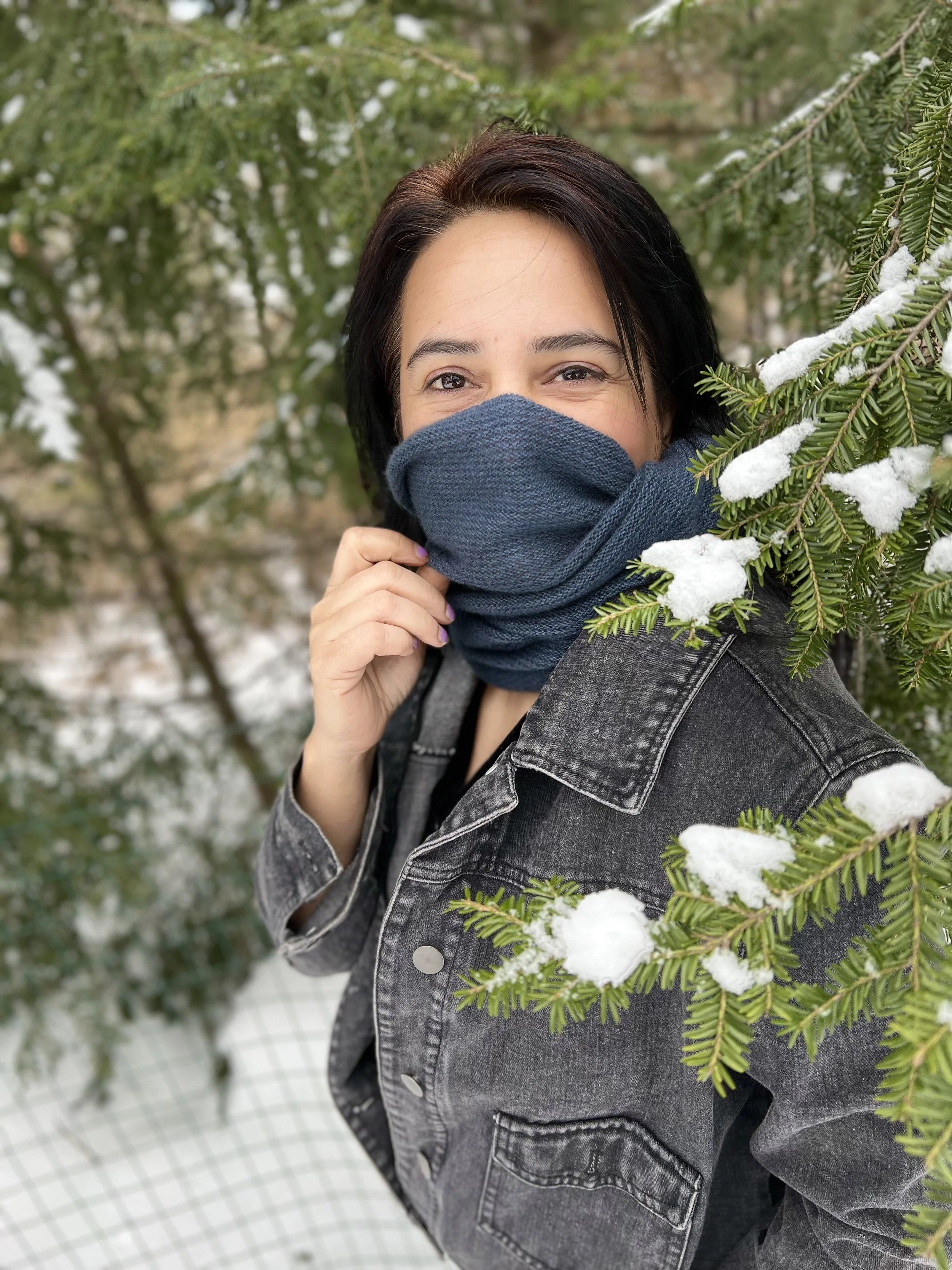 Gray Blue Multi - Functional Cashmere Tube Scarf - Portrait