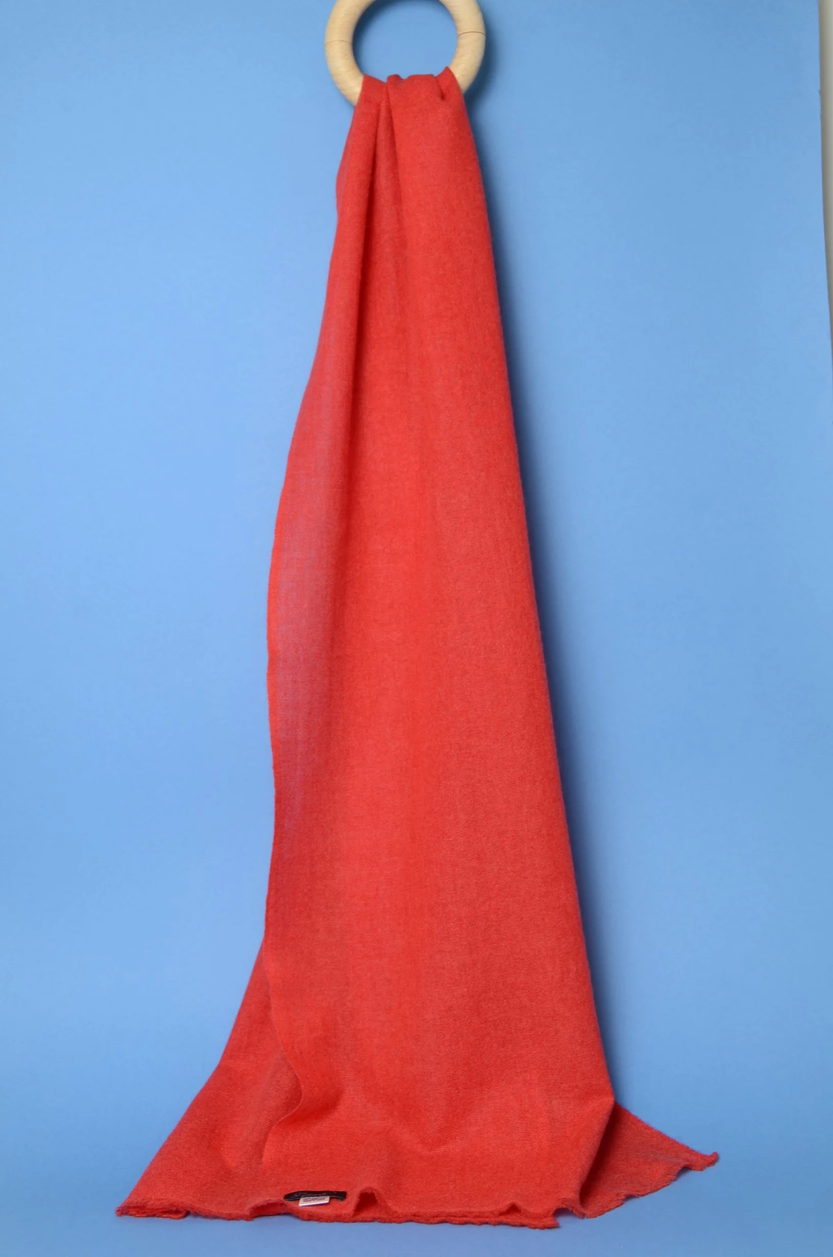 Poinsettia Red Pure Cashmere Travel Neck Scarf Small and Light -Unisex - Portrait