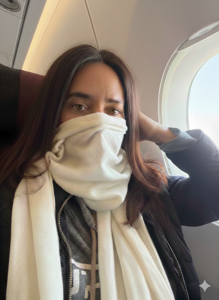 Dove White Small Travel Cashmere Neck Scarf for Men and Women - Landscape