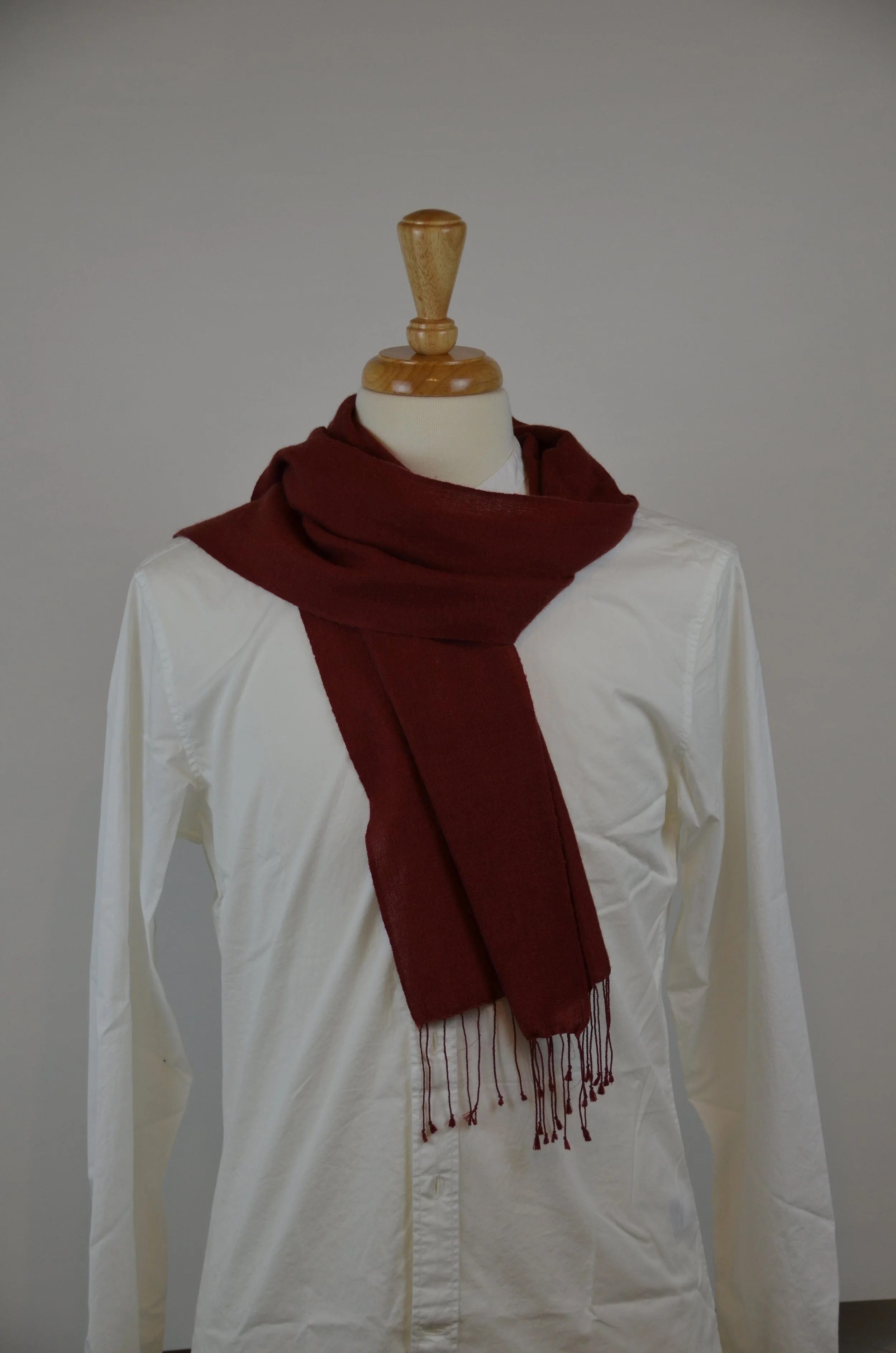 Burgundy Slim Cashmere and Silk Coat Scarf