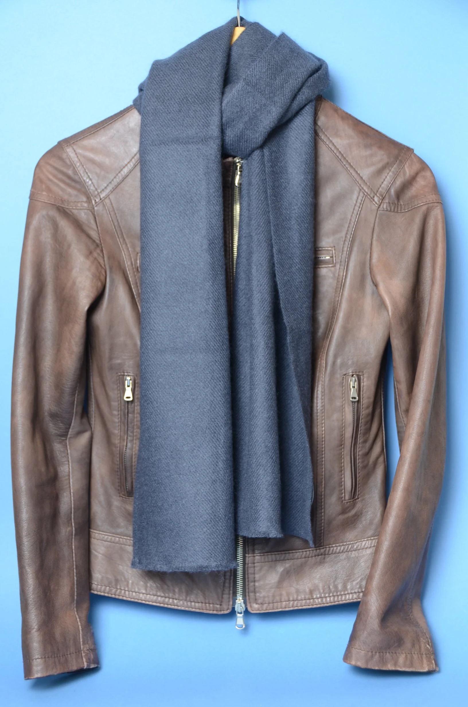 Charcoal Grey Pure Cashmere Coat Scarf Slightly Felted and Narrow- Unisex - Landscape