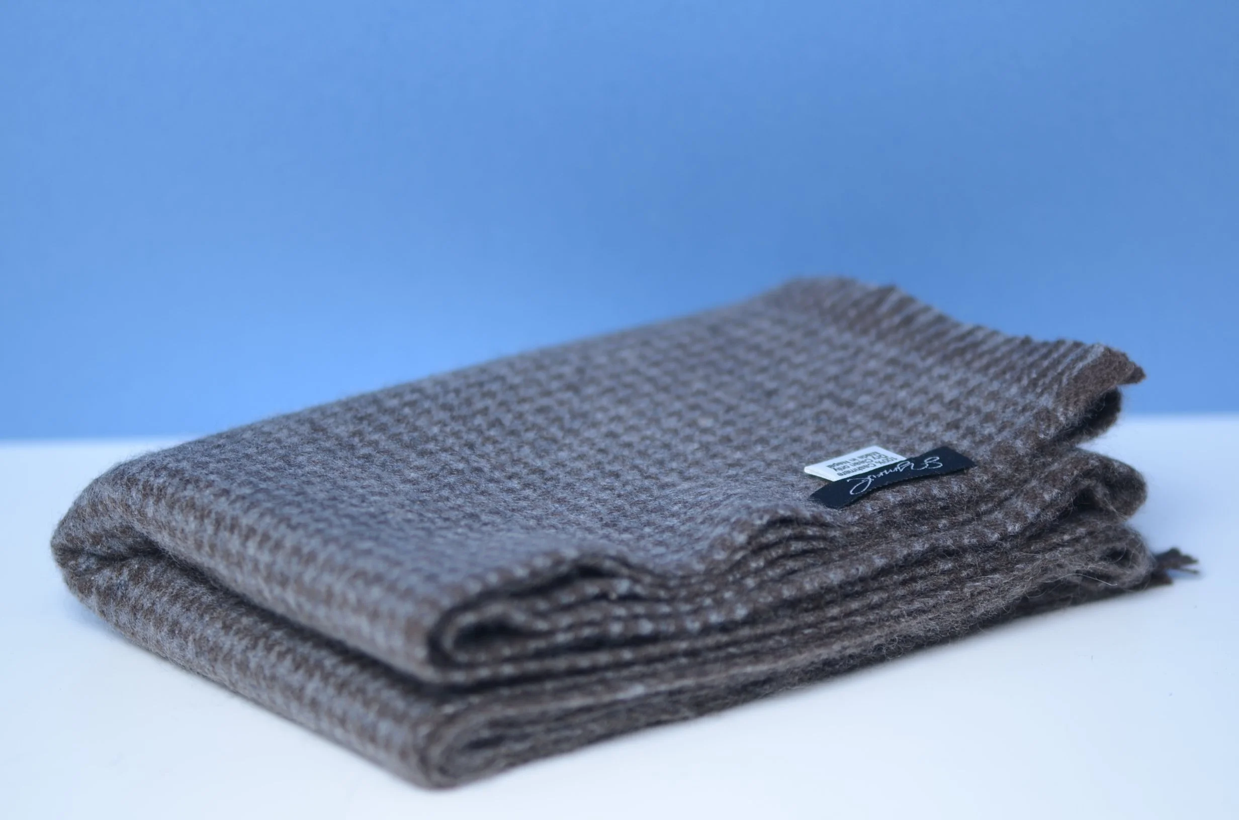 Charcoal and Steel grey pure cashmere handwoven scarf - Landscape