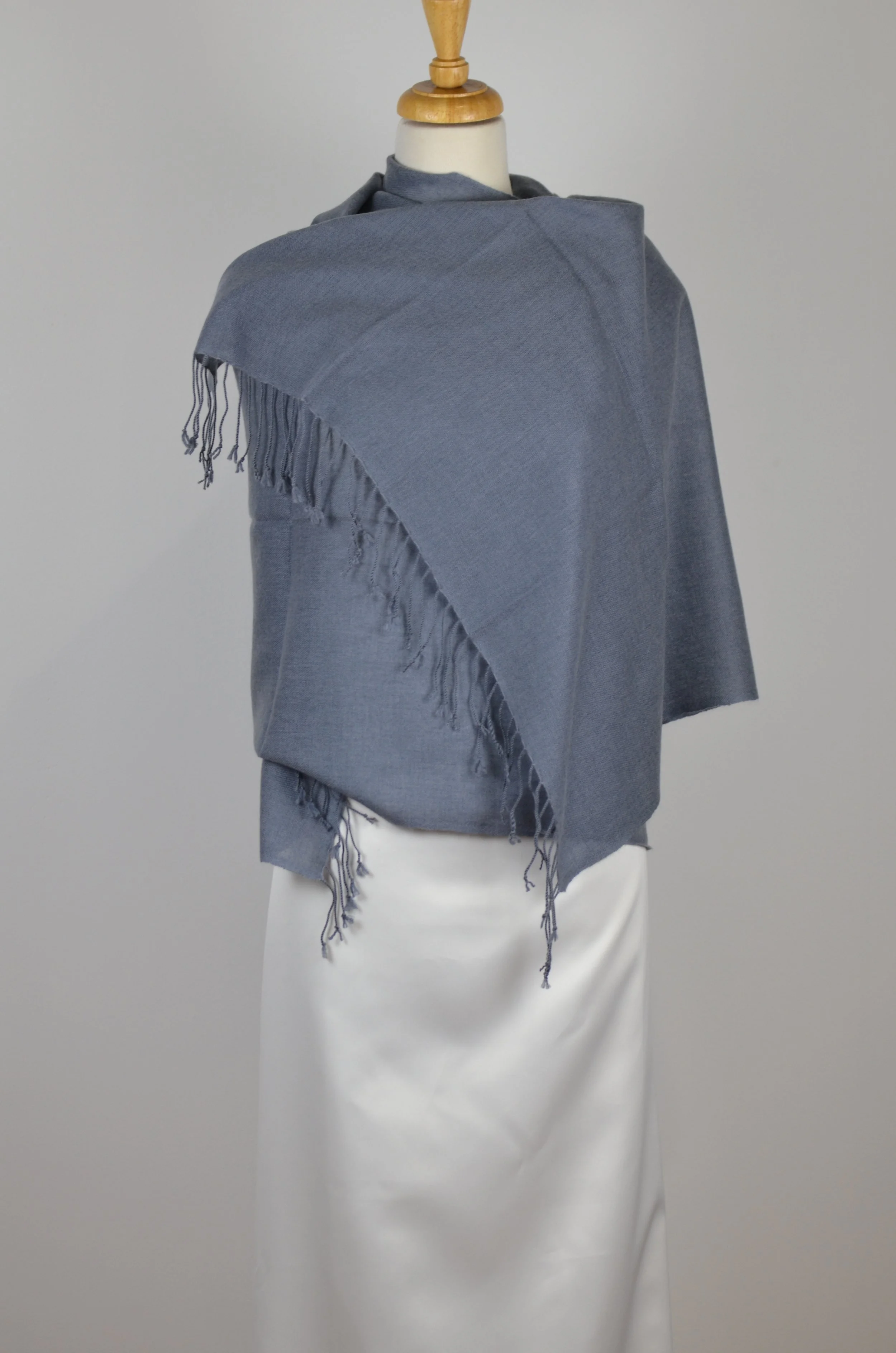 Sharkskin Grey Cashmere Shawl Scarf Wrap Pashmina