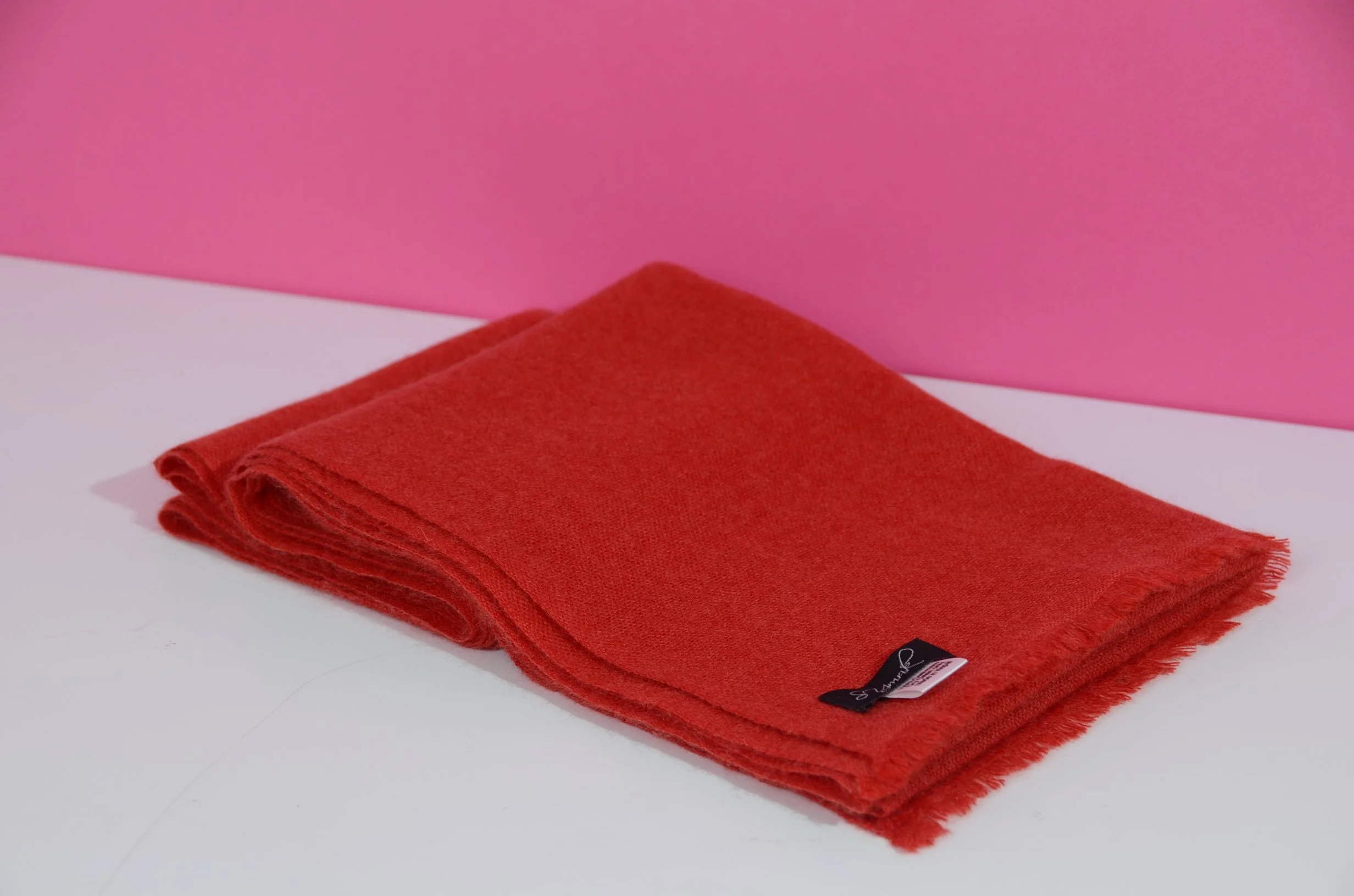 Poinsettia Red Pure Cashmere Travel Neck Scarf Small and Light -Unisex