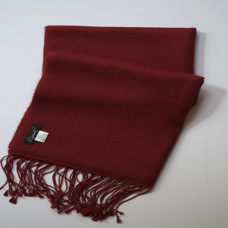 Burgundy Slim Cashmere and Silk Coat Scarf
