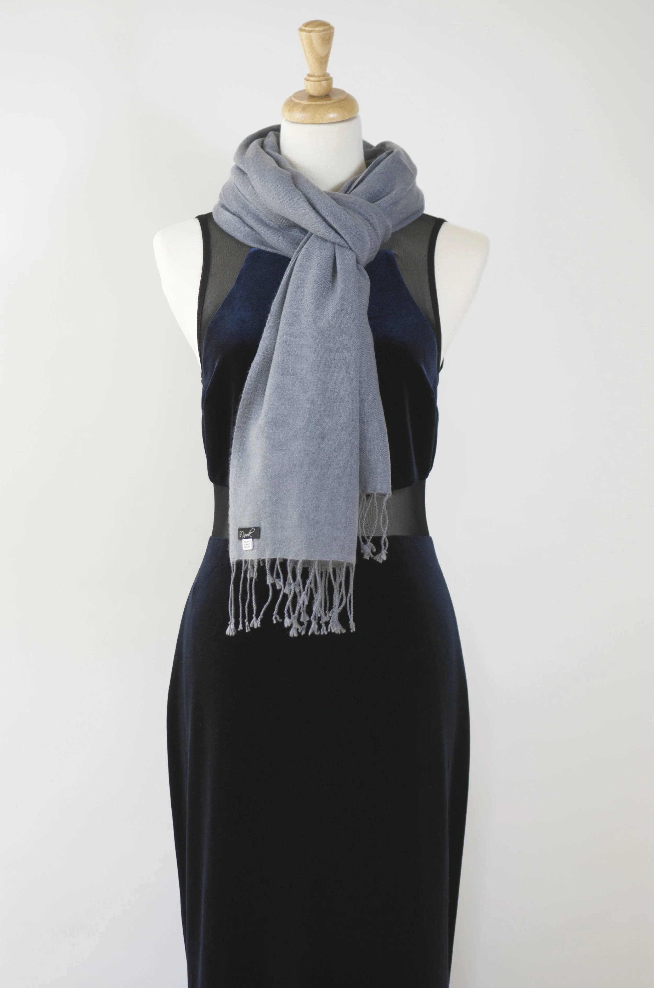 Sharkskin Grey Cashmere Shawl Scarf Wrap Pashmina