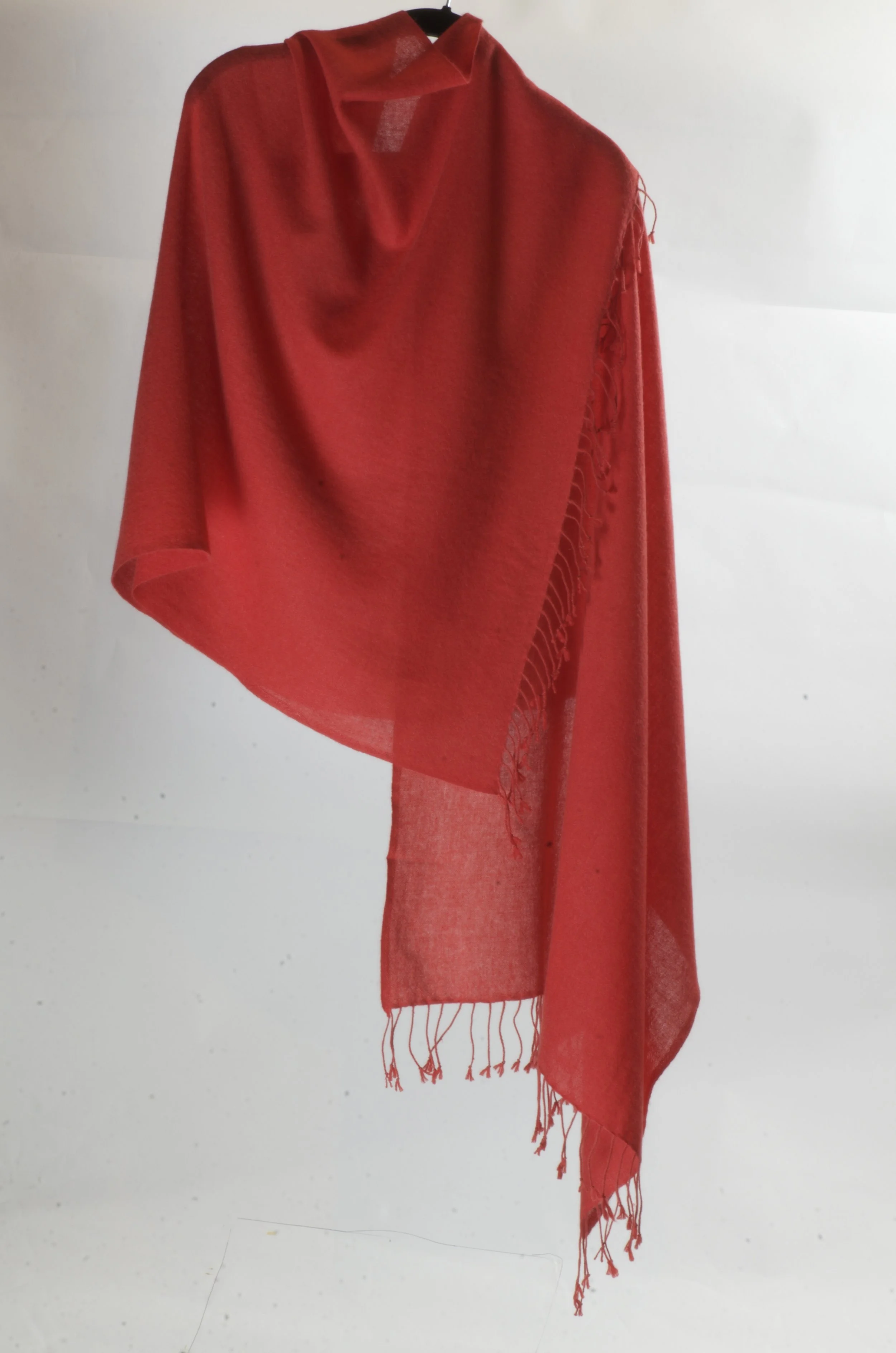 Poinsettia Red Cashmere Shawl Scarf Wrap Pashmina - Landscape