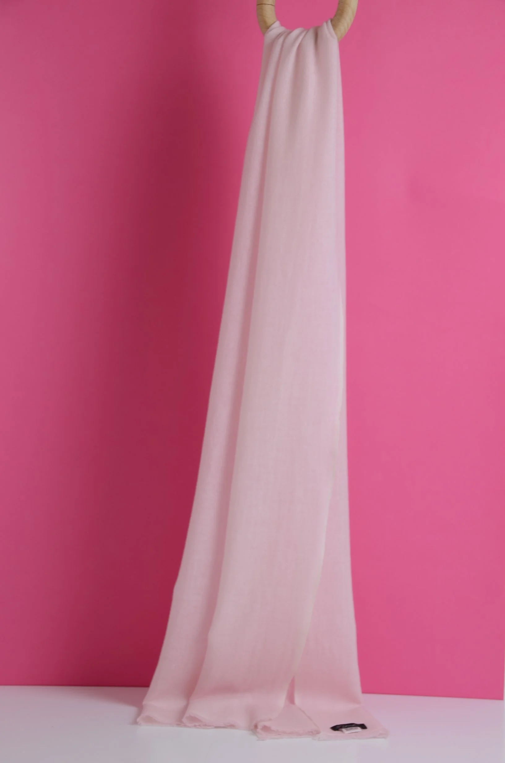Blushing Pink Light Travel Pure Cashmere Neck Scarf - Portrait