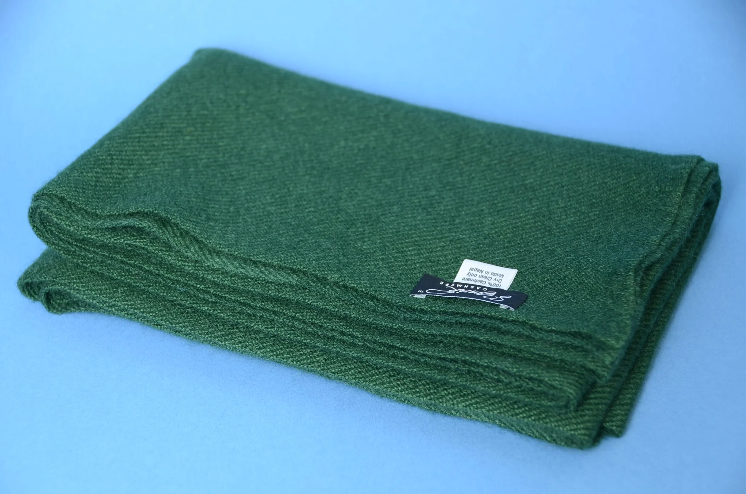 Apple Green Pure Cashmere Coat Scarf Slightly Felted and Narrow- Unisex