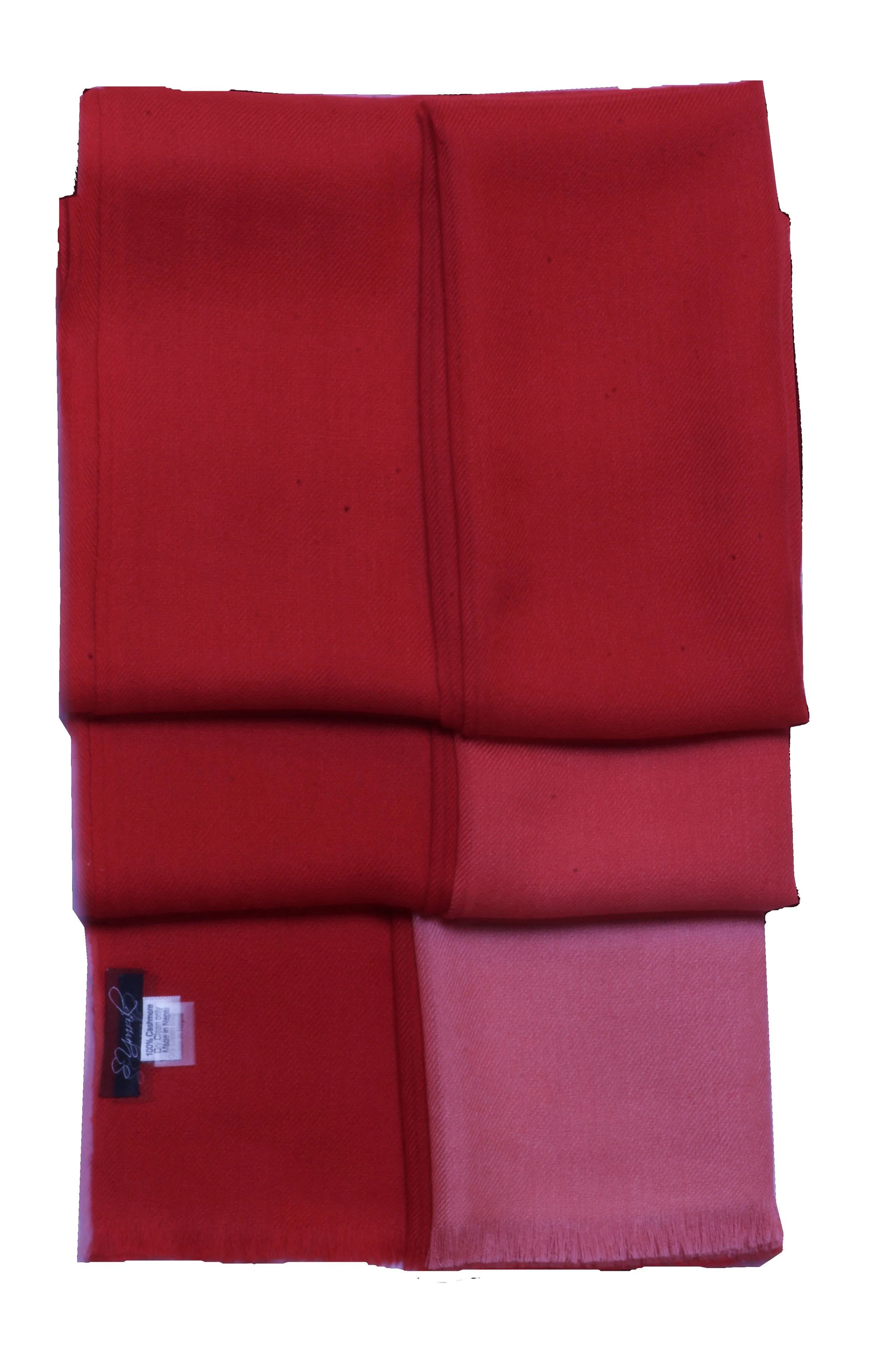 Reds Pure Cashmere Elegant Ombre Fringed Shawl