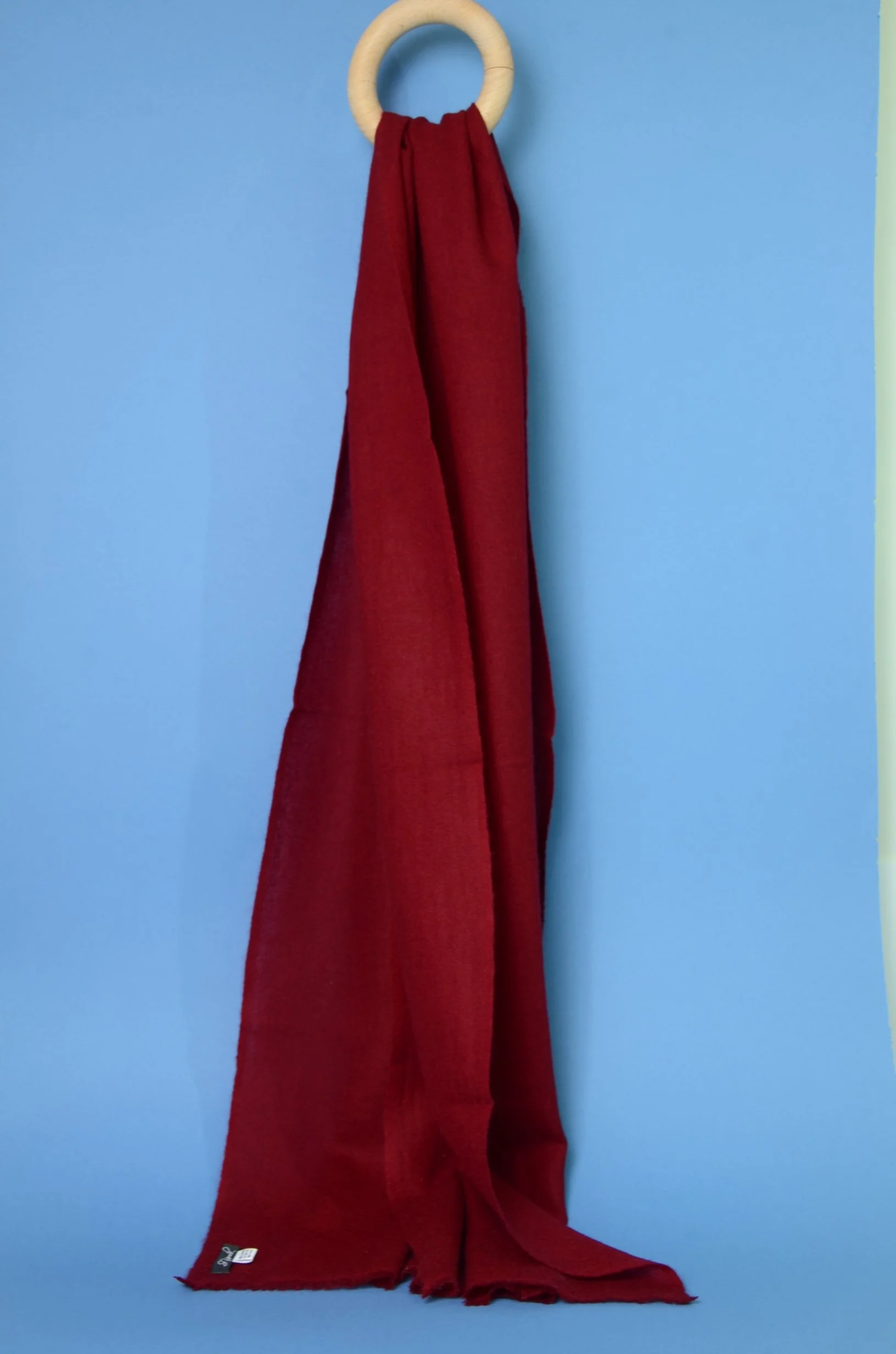 Burgundy Pure Cashmere Coat Scarf Slightly Felted and Narrow- Unisex - Landscape