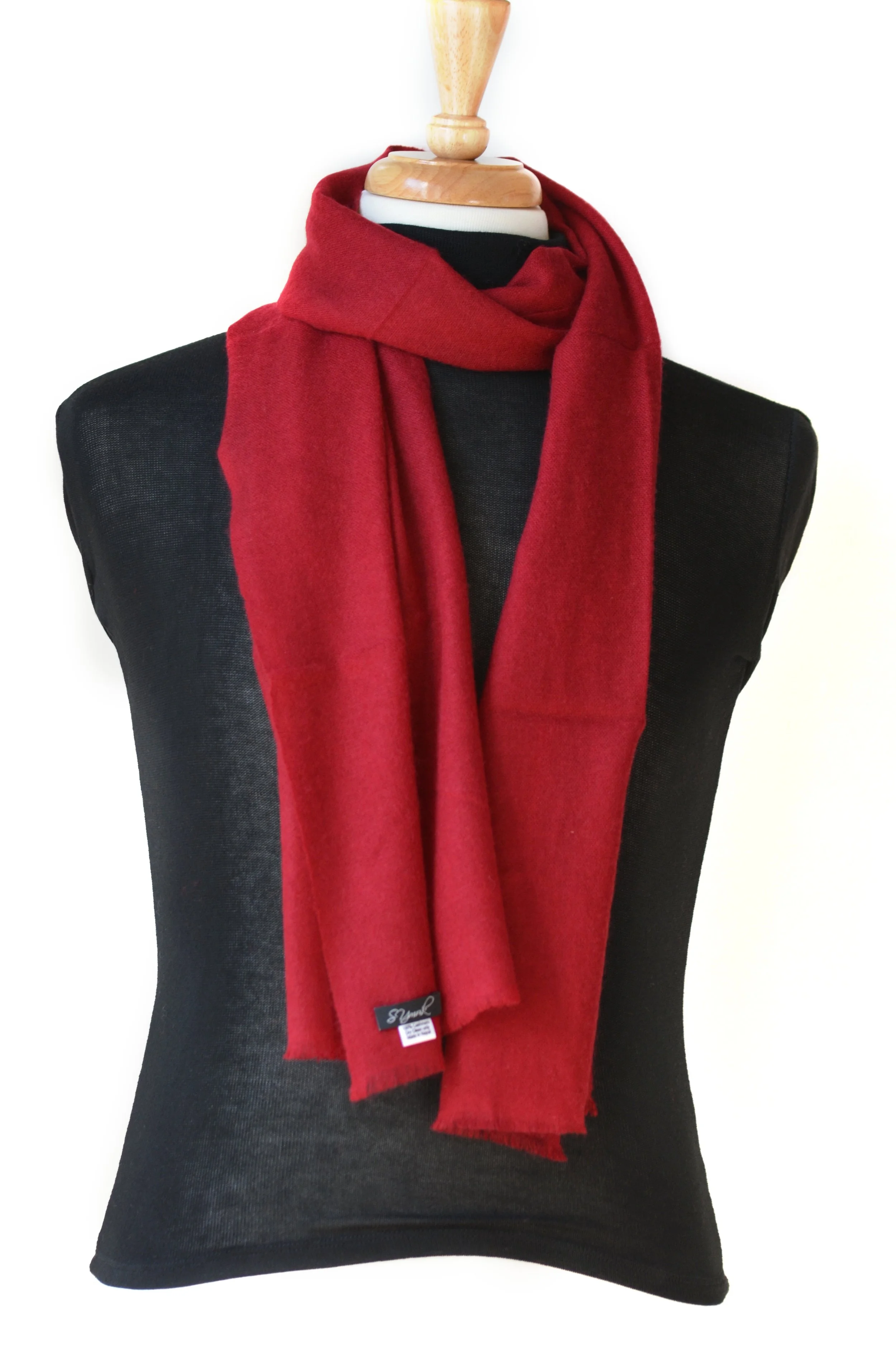 Maroon Pure Cashmere Travel Neck Scarf Small and Light -Unisex - Landscape