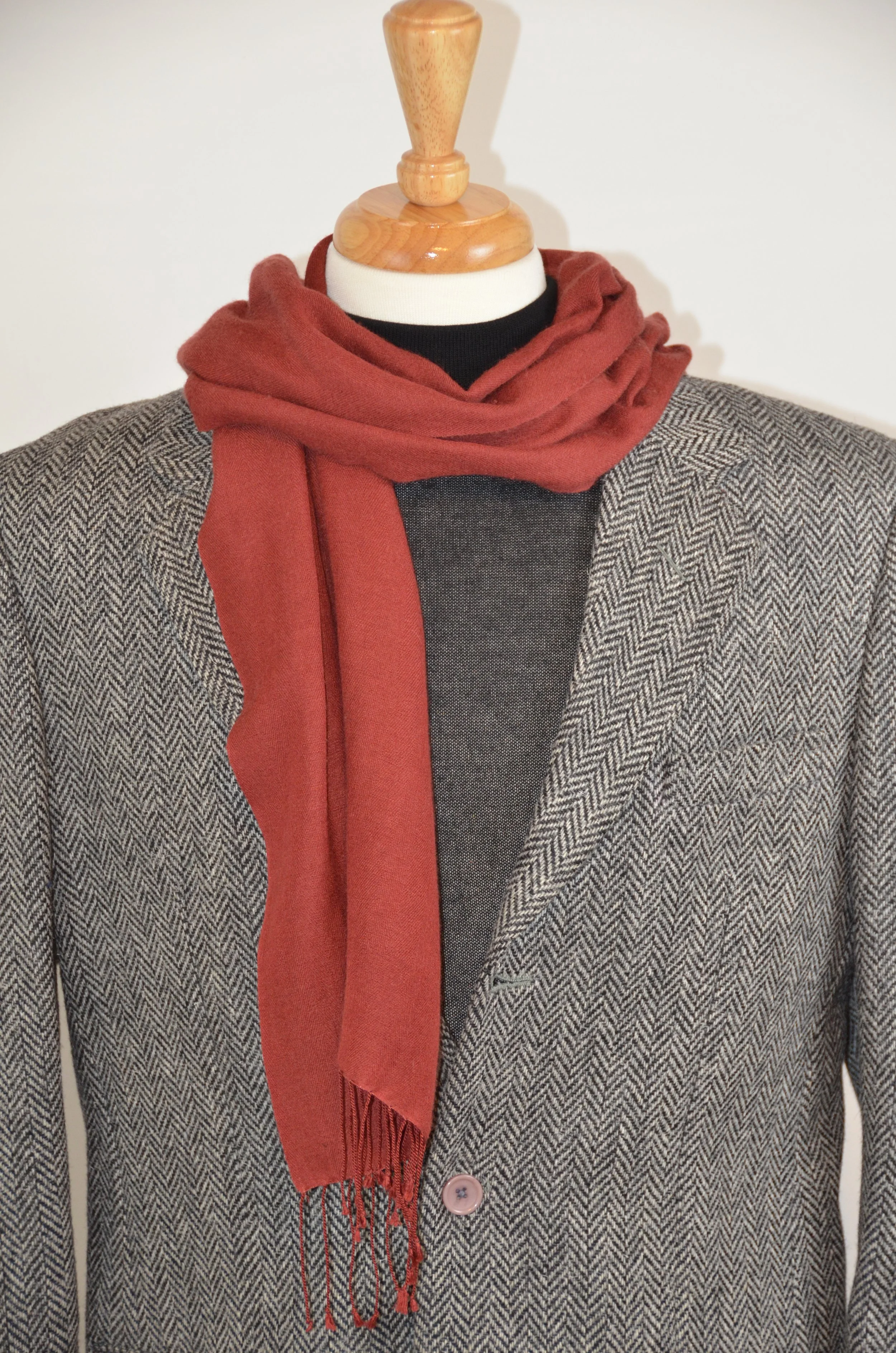 Burgundy Slim Cashmere and Silk Coat Scarf - Landscape