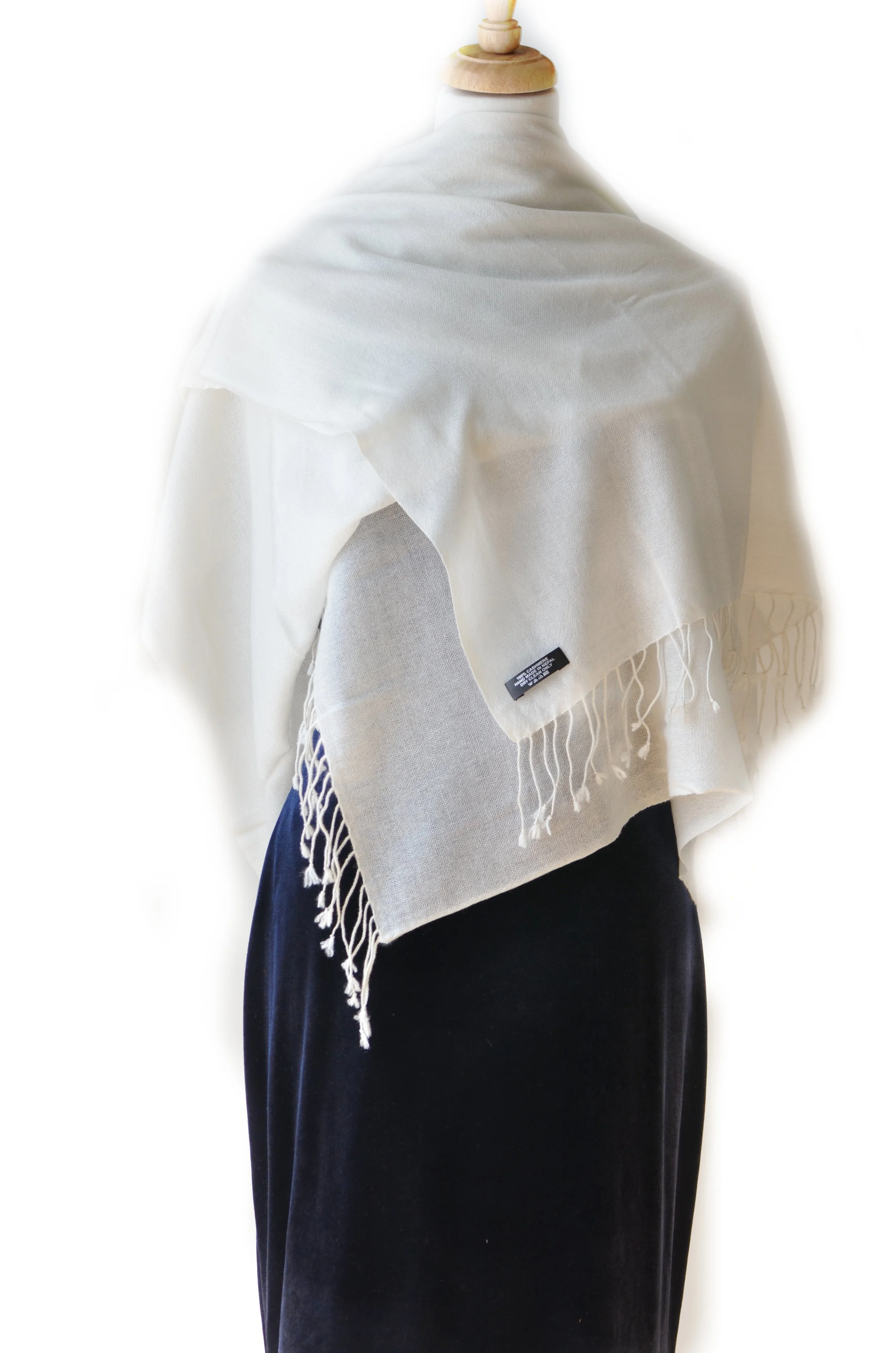 Dove White Cashmere Shawl Scarf Wrap Pashmina