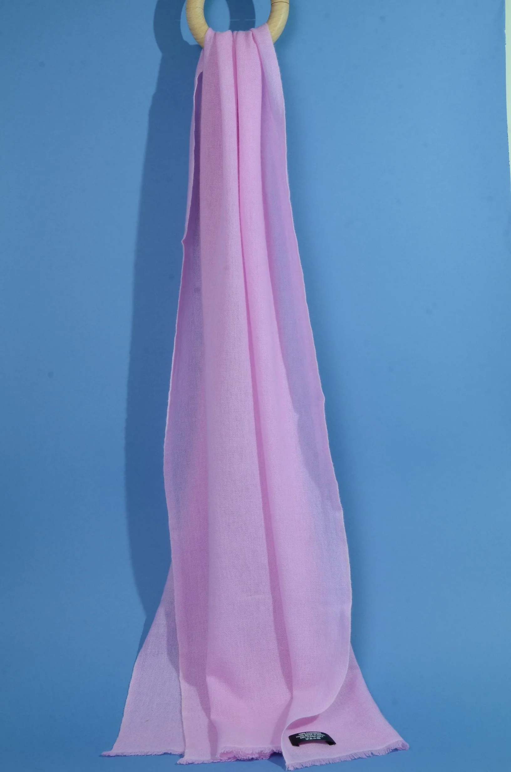 Chalk Pink Pure Cashmere Travel Neck Scarf Small and Light -Unisex - Portrait