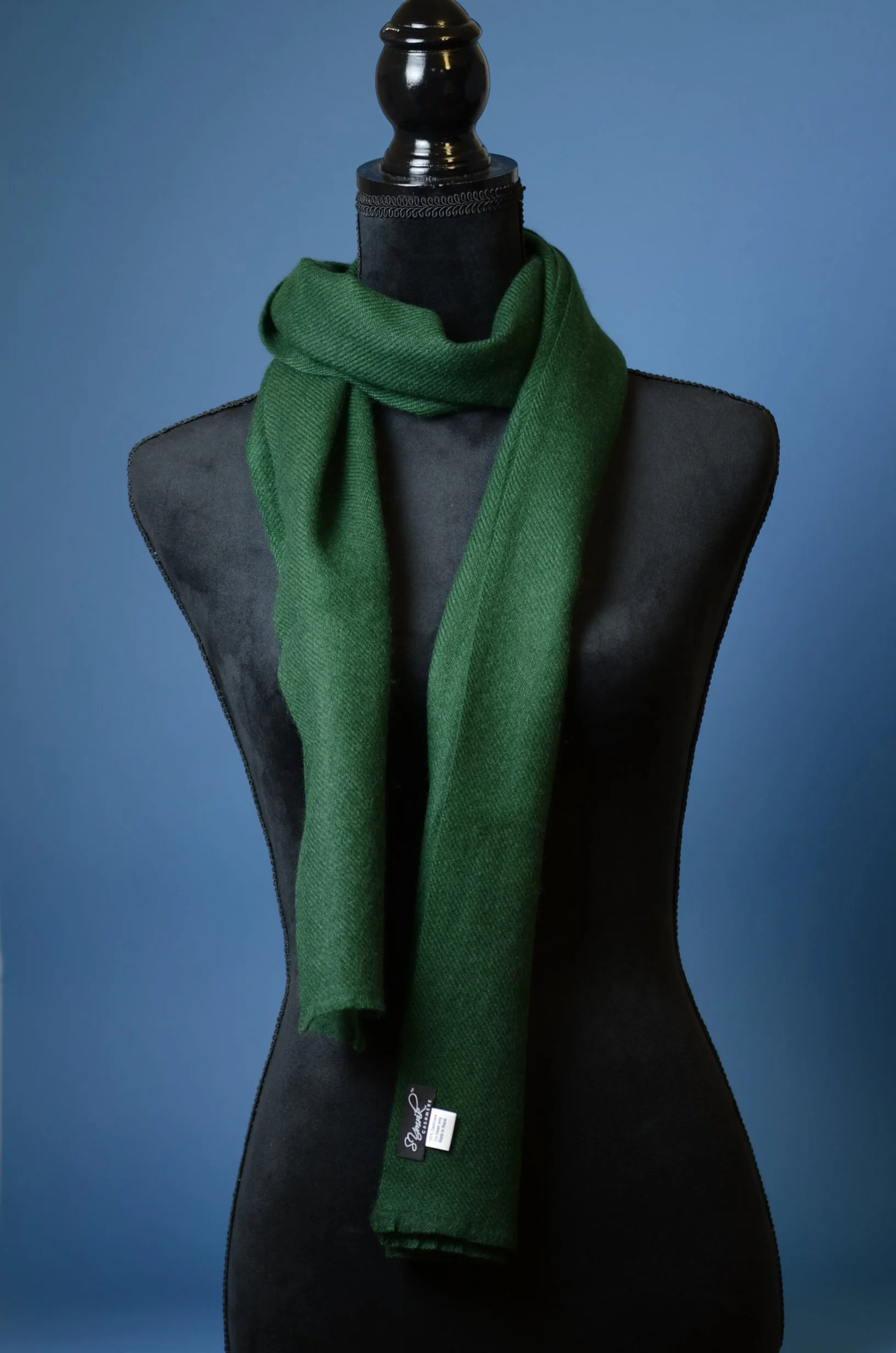 Apple Green Pure Cashmere Coat Scarf Slightly Felted and Narrow- Unisex - Landscape