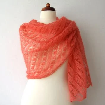 Sugar Coral _02 Pure Cashmere Scarf - Landscape