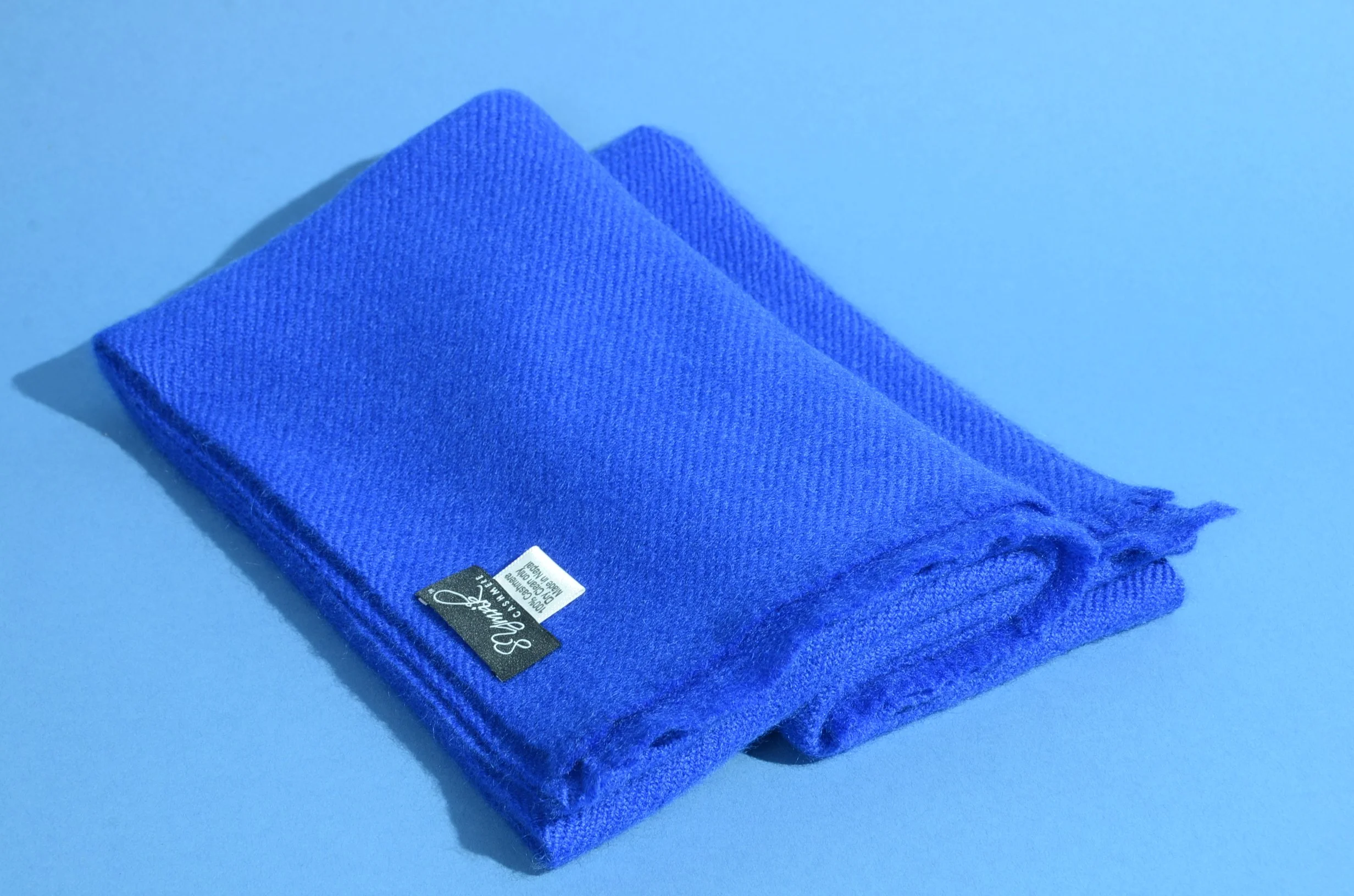 Marine Blue Pure Cashmere Coat Scarf Slightly Felted and Narrow- Unisex - Landscape