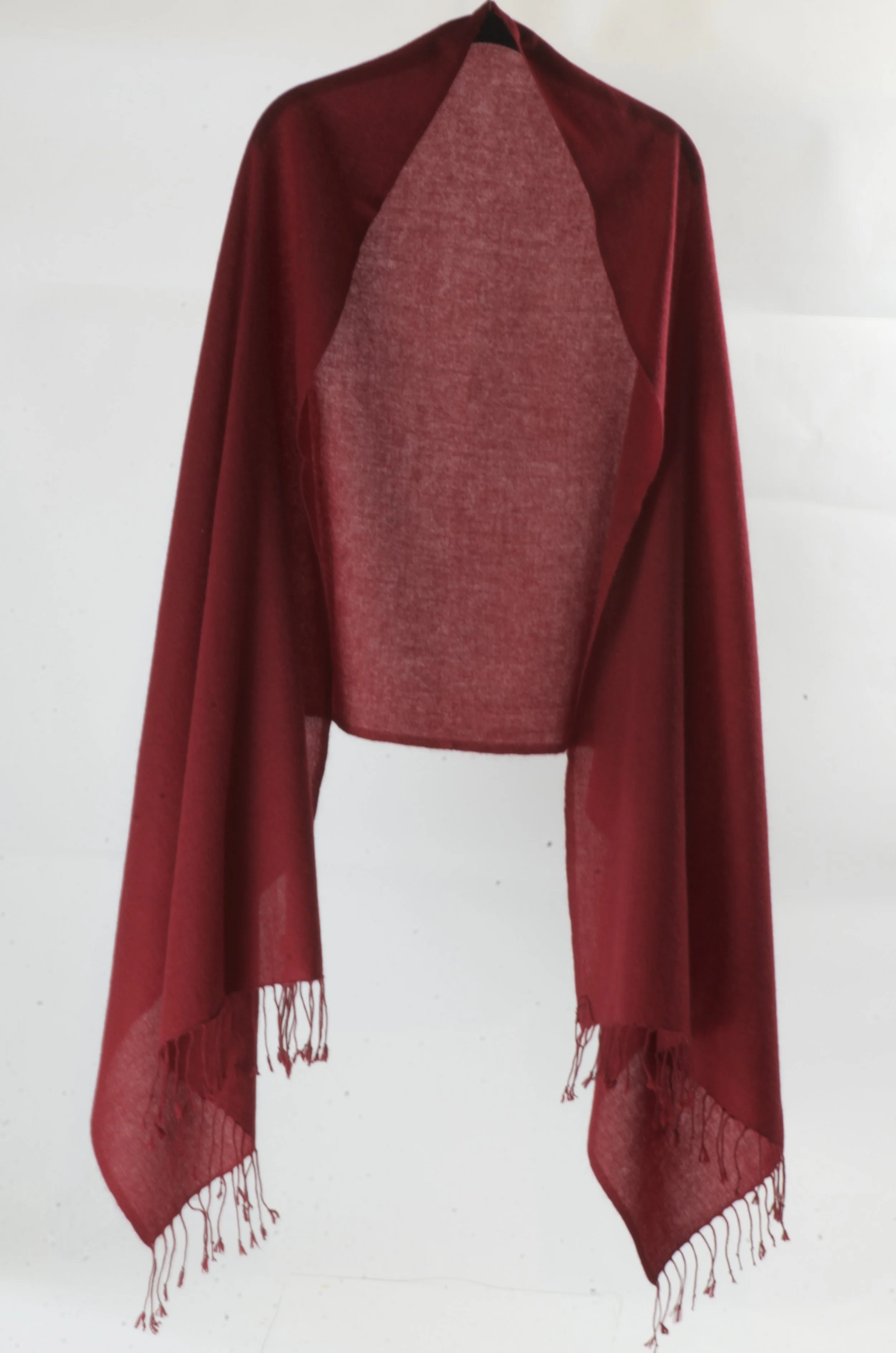Maroon  Cashmere Shawl Scarf Wrap - Portrait