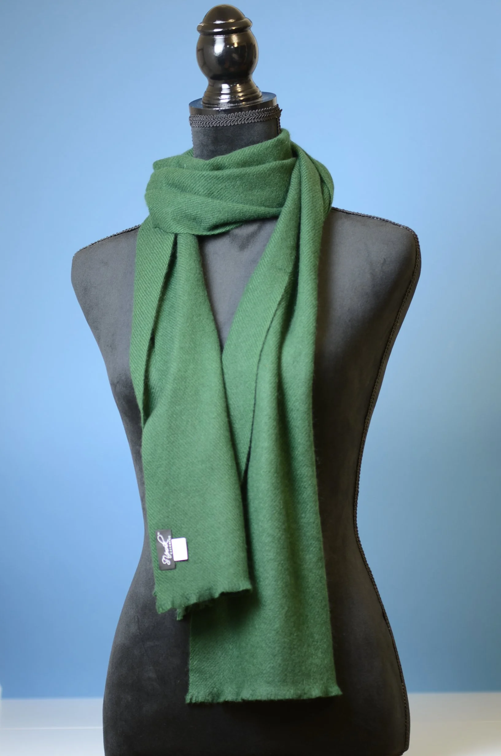 Apple Green Pure Cashmere Coat Scarf Slightly Felted and Narrow- Unisex - Landscape