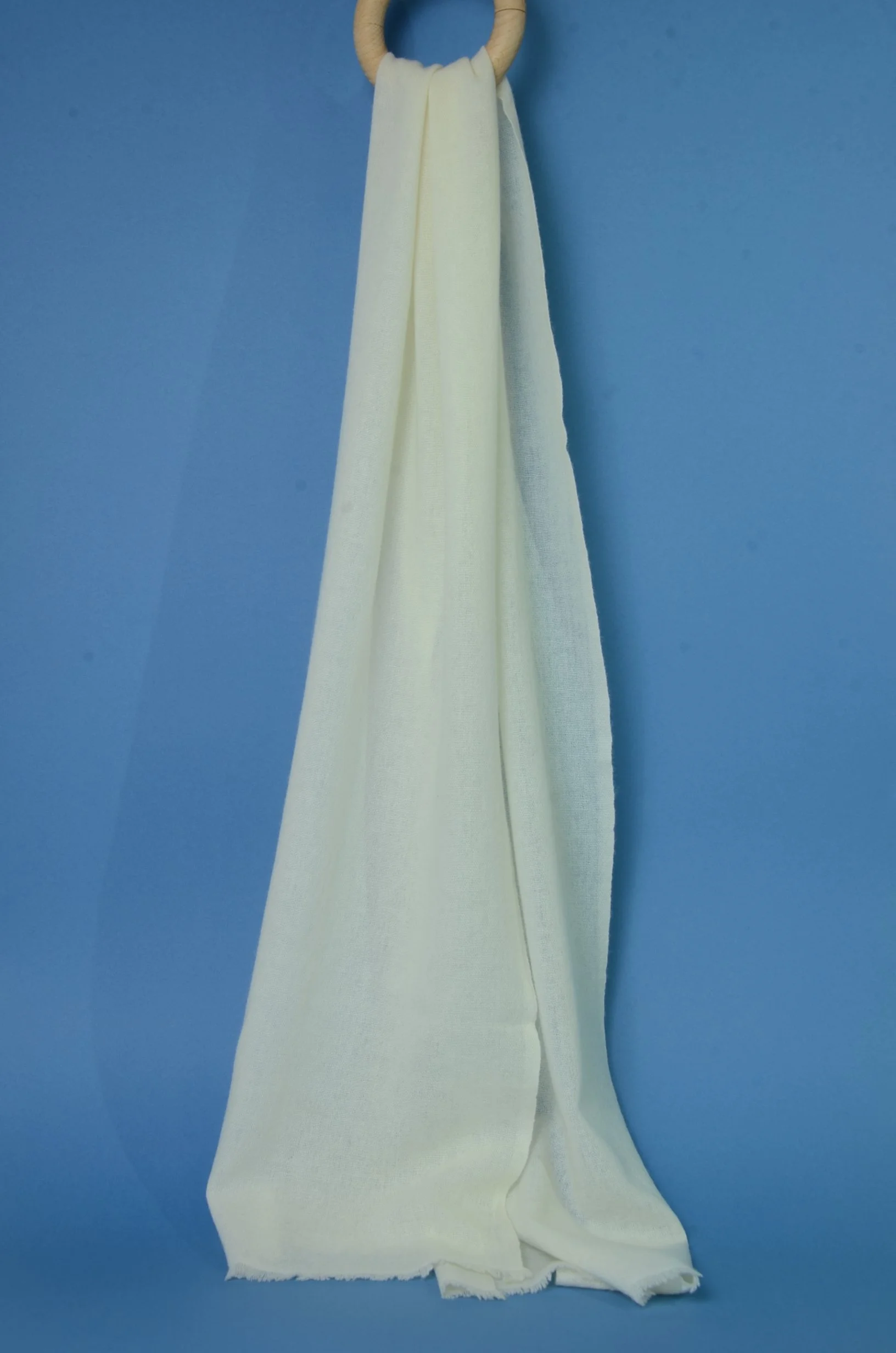 Dove White Pure Cashmere Travel Scarf small and light - Porrait Cashmere Coat Scarf Slightly Felted and Narrow- Unisex - Portrait