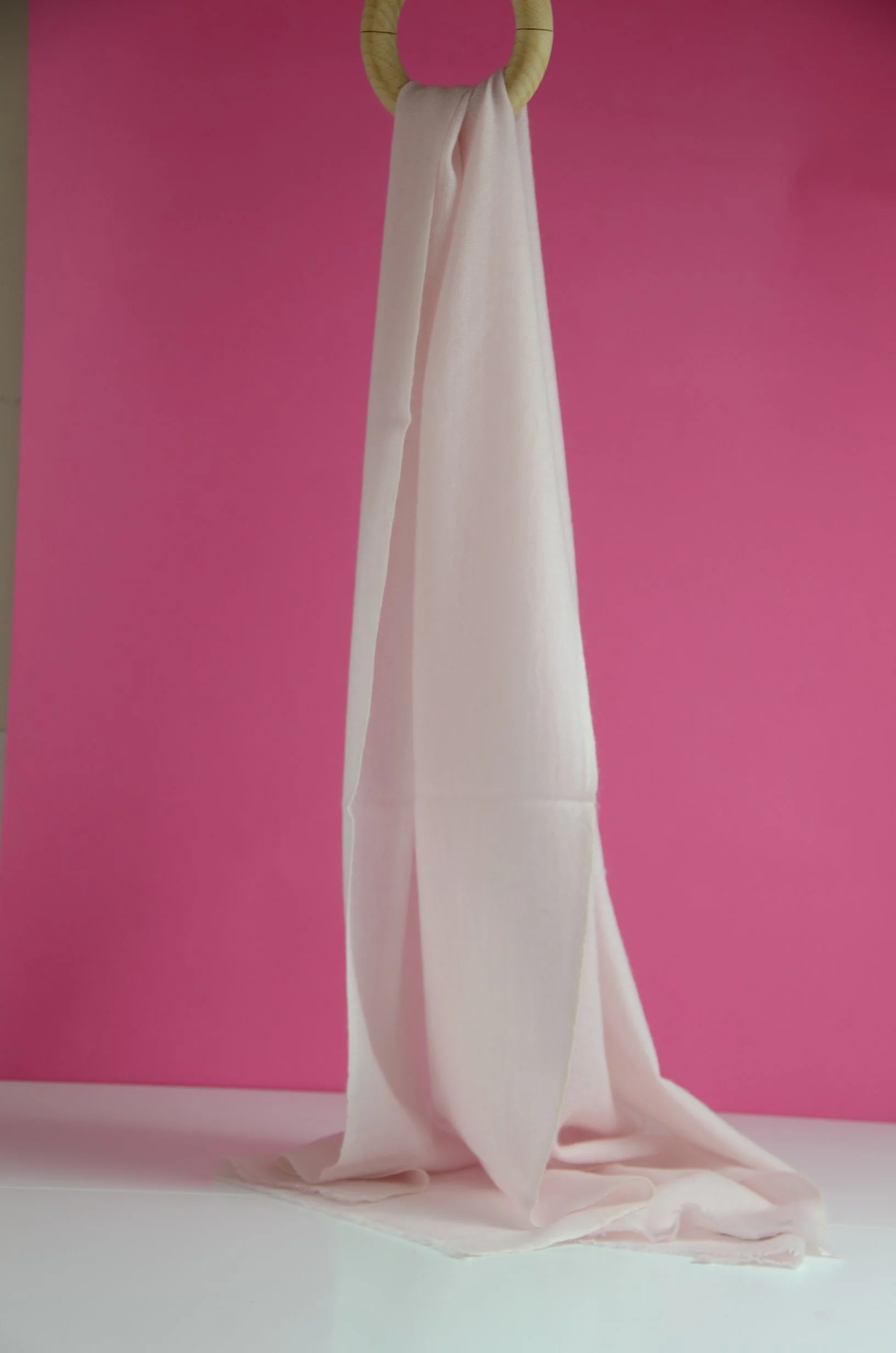 Blushing Pink Small Travel Cashmere Neck Scarf for Men and Women - Portrait