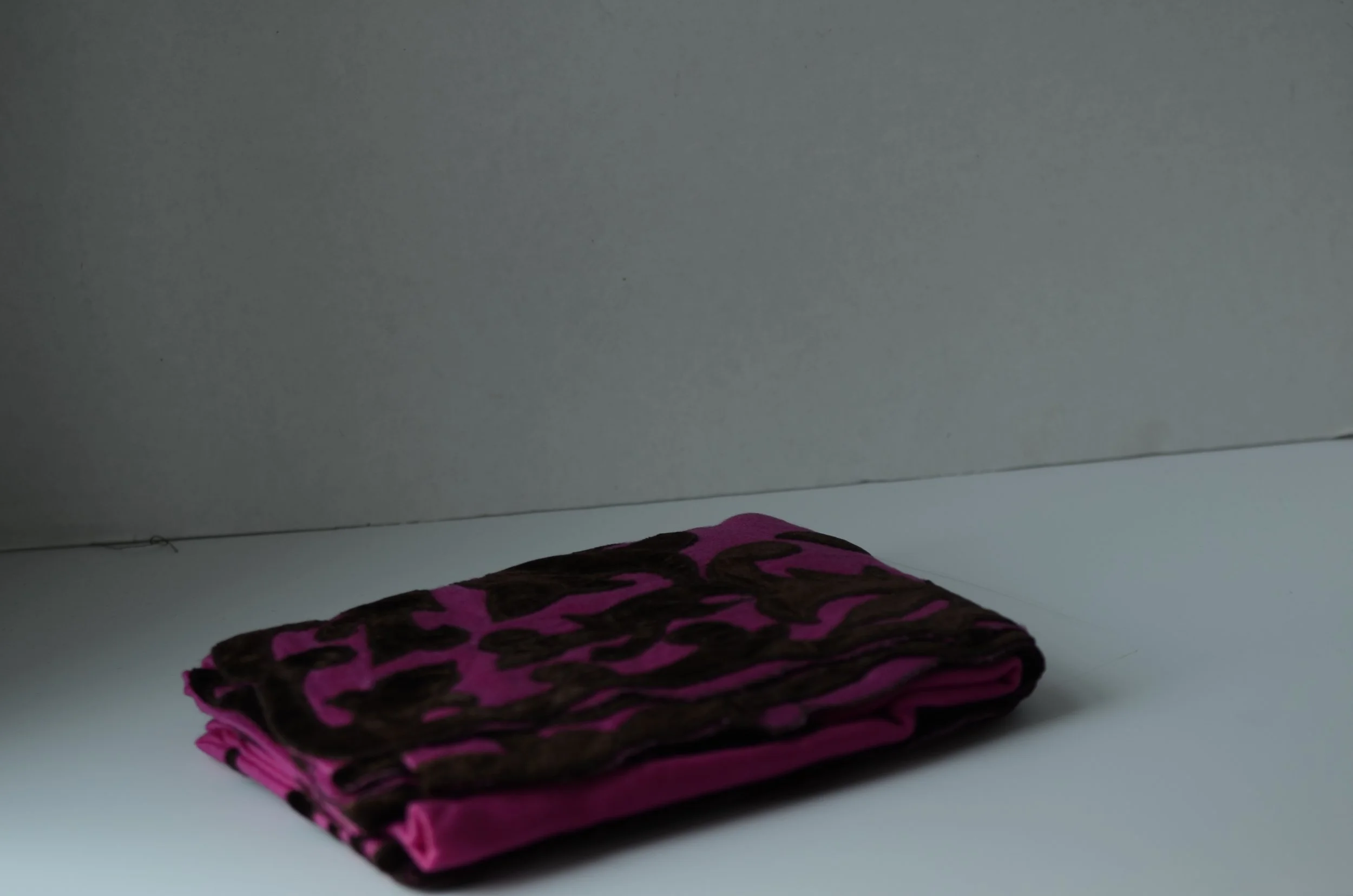 Pink and Black Pure Cashmere and Velvet Vibrant Floral Cutout Shawl - Landscape