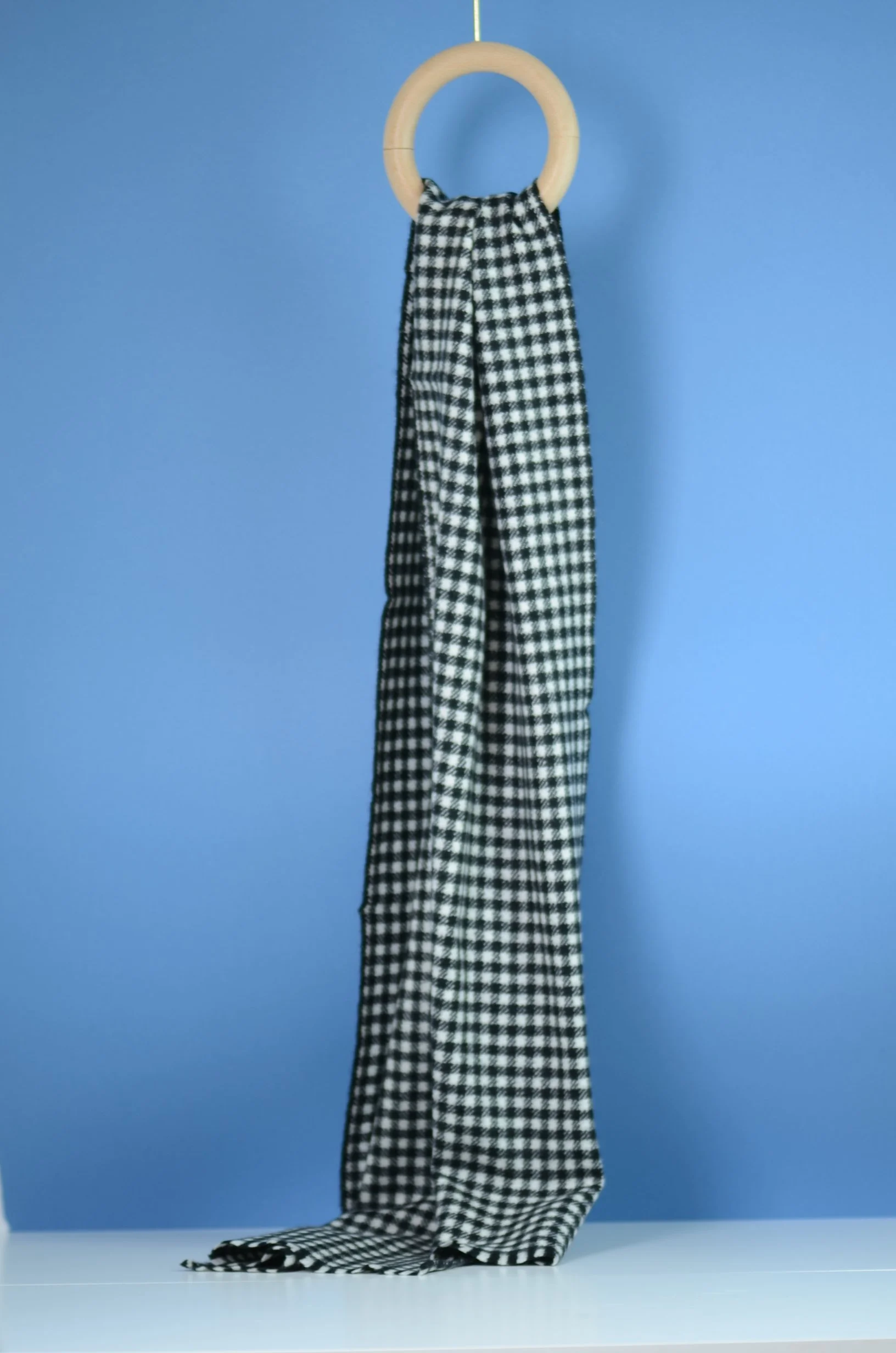 Black and White checks Pure Cashmere Handwoven Scarf in Houdsthooth - Landscape (Copy)