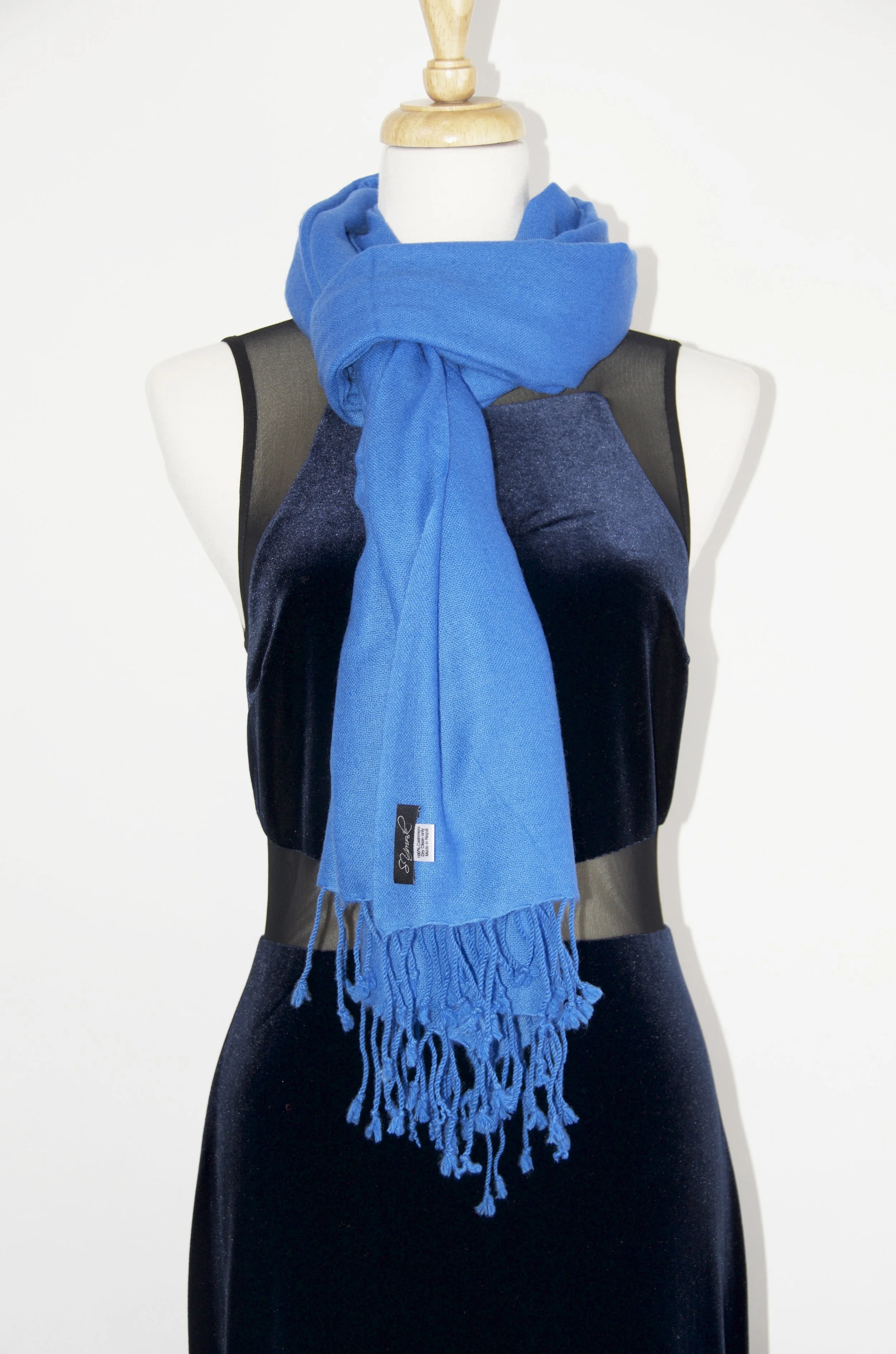Ultramarine  Blue Cashmere Shawl Scarf Wrap Pashmina - Landscape
