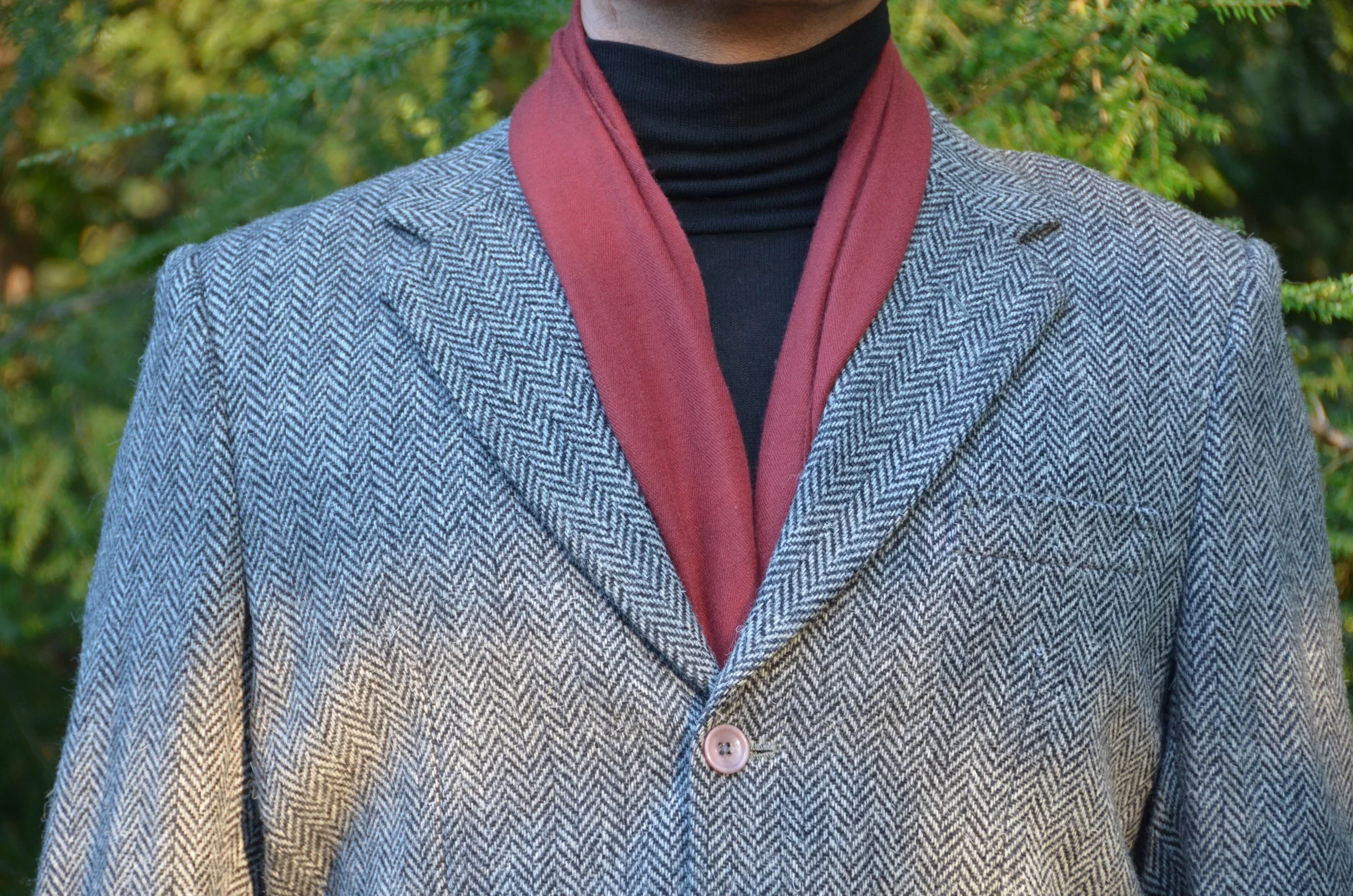 Burgundy Slim Cashmere and Silk Coat Scarf - Landscape