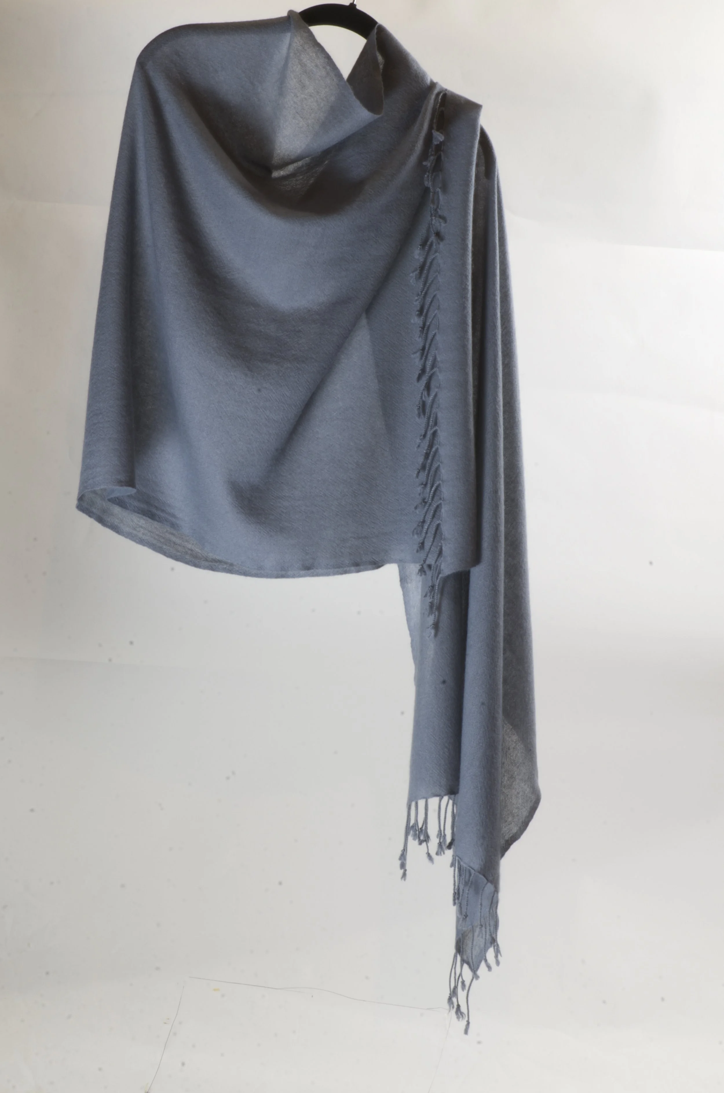 Sharkskin Grey Cashmere Shawl Scarf Wrap Pashmina - Landscape