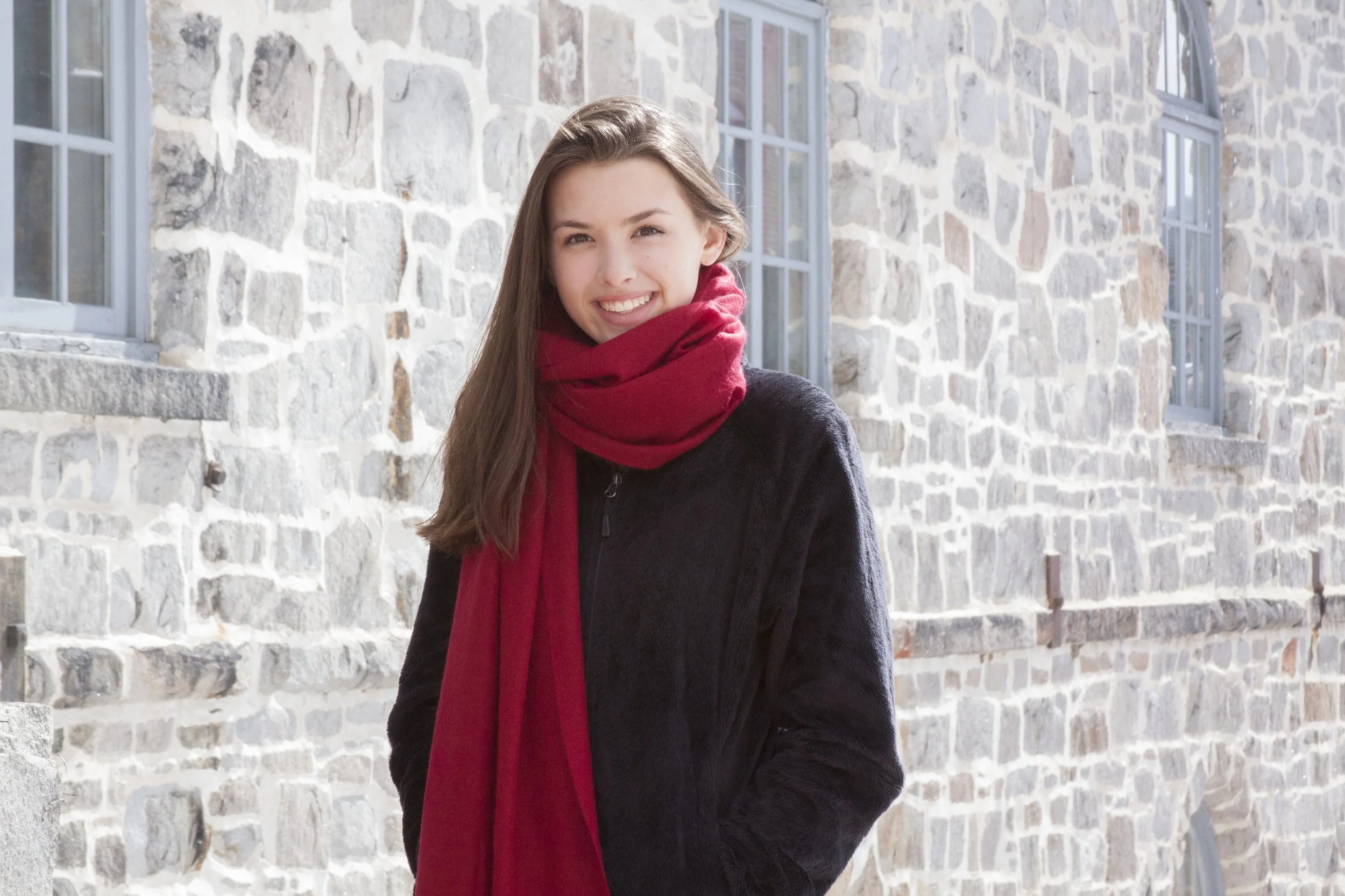 Maroon Pure Cashmere Travel Neck Scarf Small and Light -Unisex - Landscape