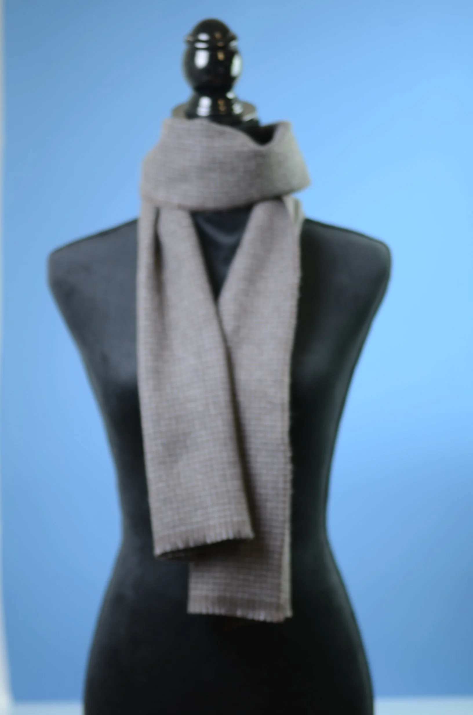Charcoal and Steel grey pure cashmere handwoven scarf - Landscape