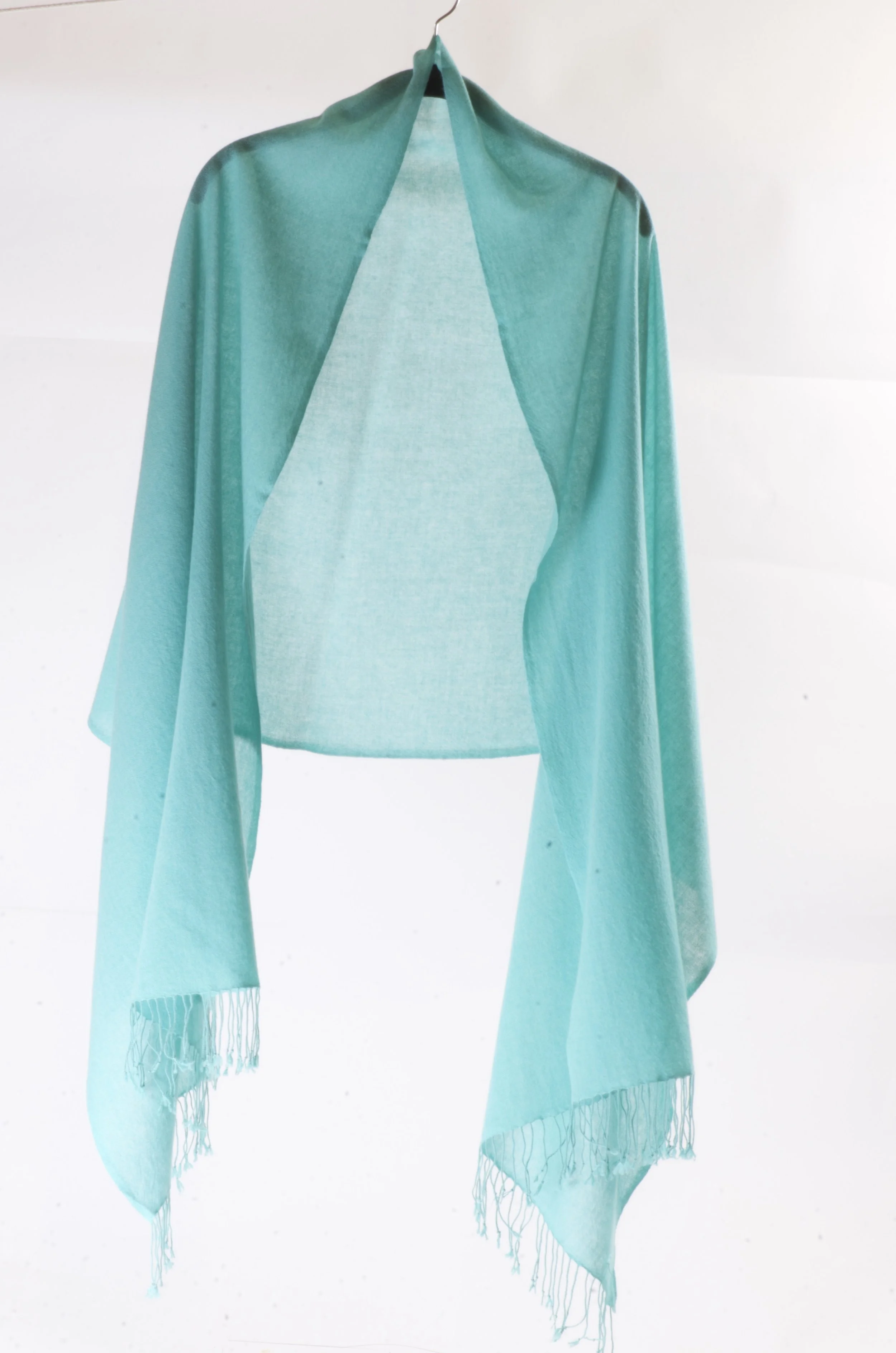 Ceramic Aqua Cashmere Shawl Scarf Wrap Pashmina - Portrait