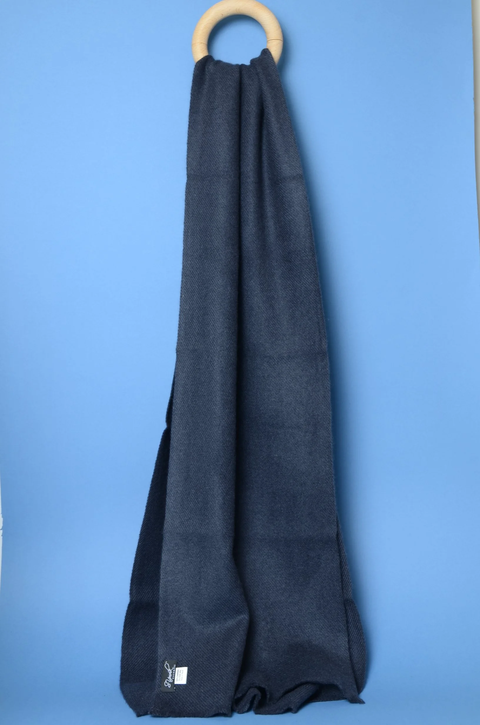Charcoal Grey Pure Cashmere Coat Scarf Slightly Felted and Narrow- Unisex - Portrait