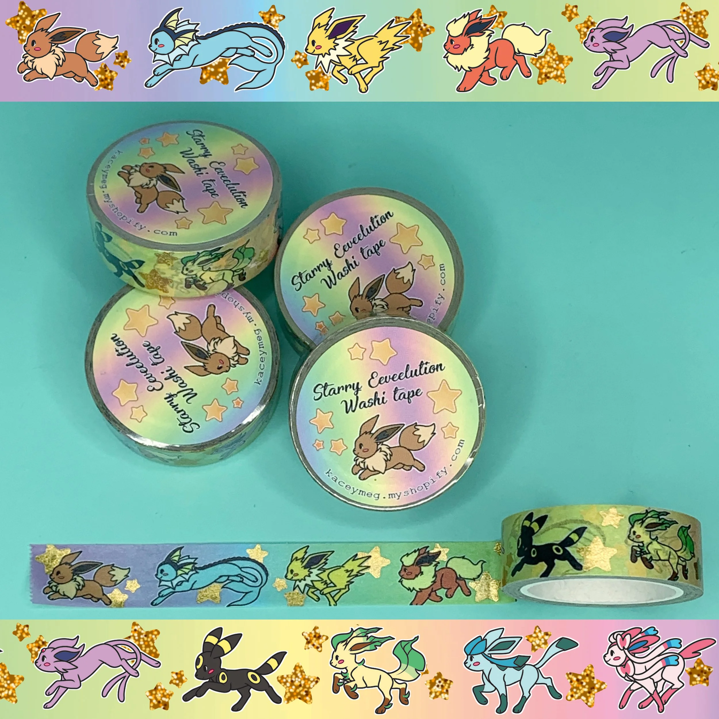 Starry Evolution Foxes Washi Tape (B grade)
