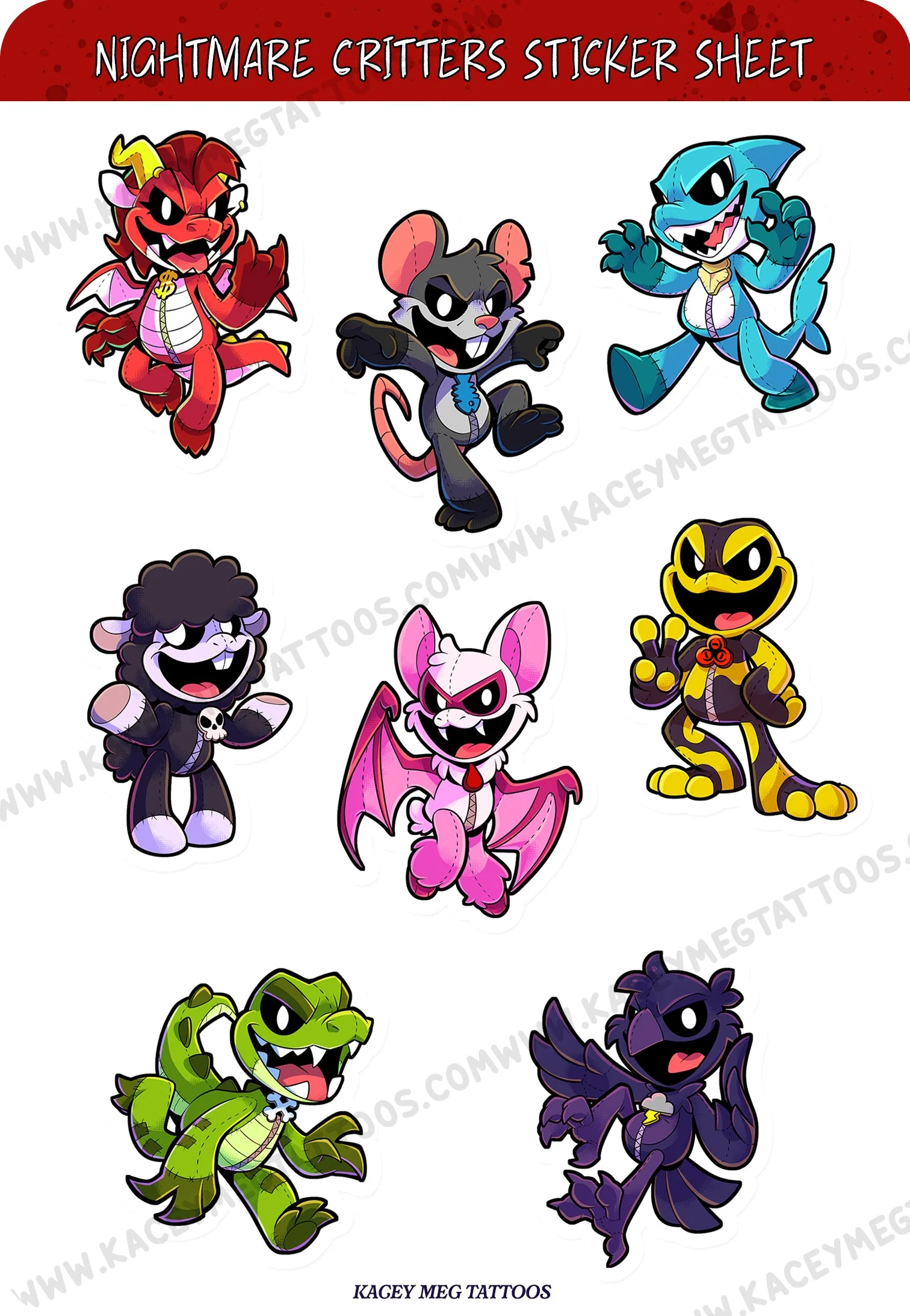 Poppy Playtime Nightmare Critters Sticker Sheet
