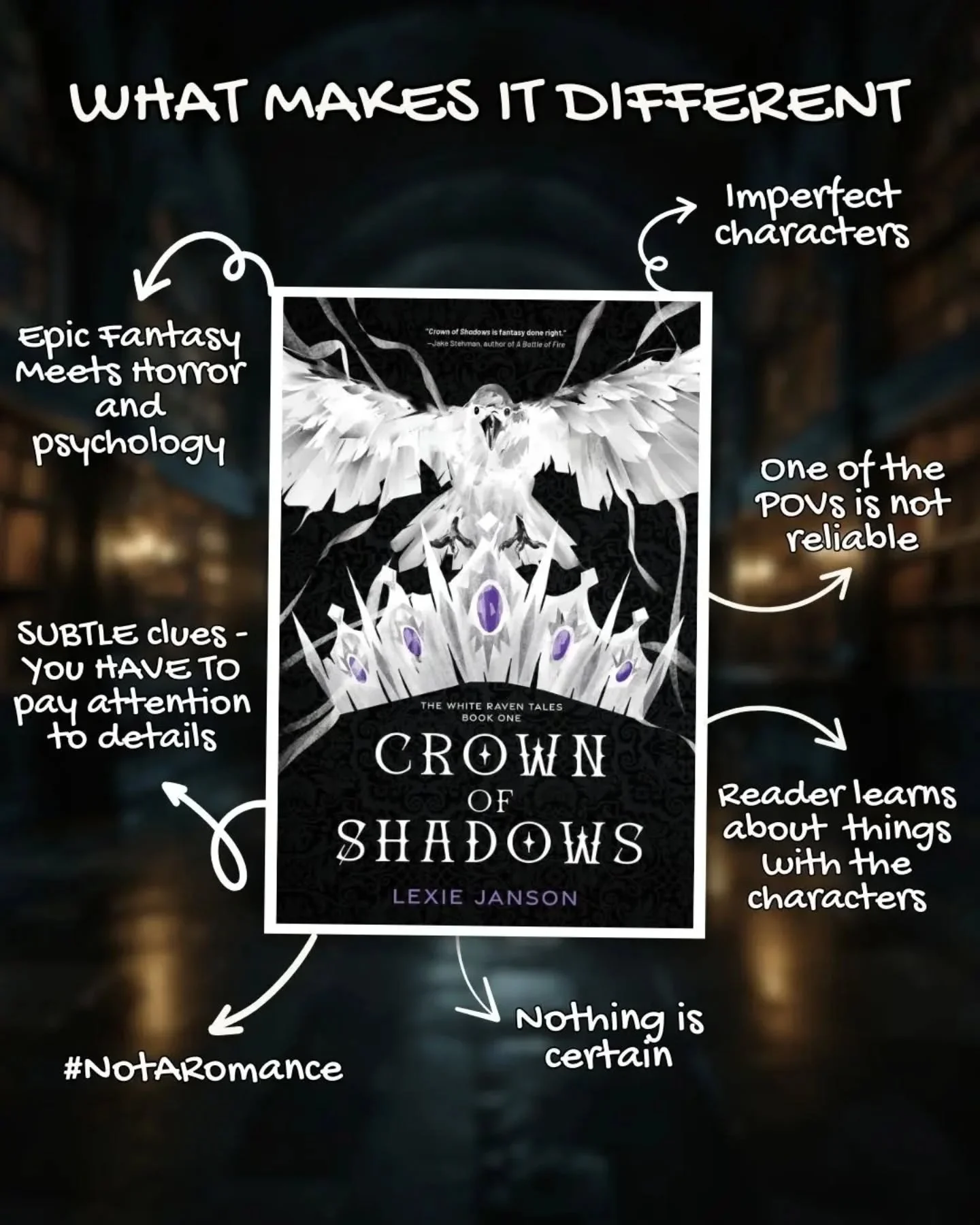 Everyone shows how their book is similar to what people already read - so I'll go the other way... Here are the things that make my book different than any dark &amp; epic fantasy you have ever read. 

Yes, it's not a romance. I know, shocking consid