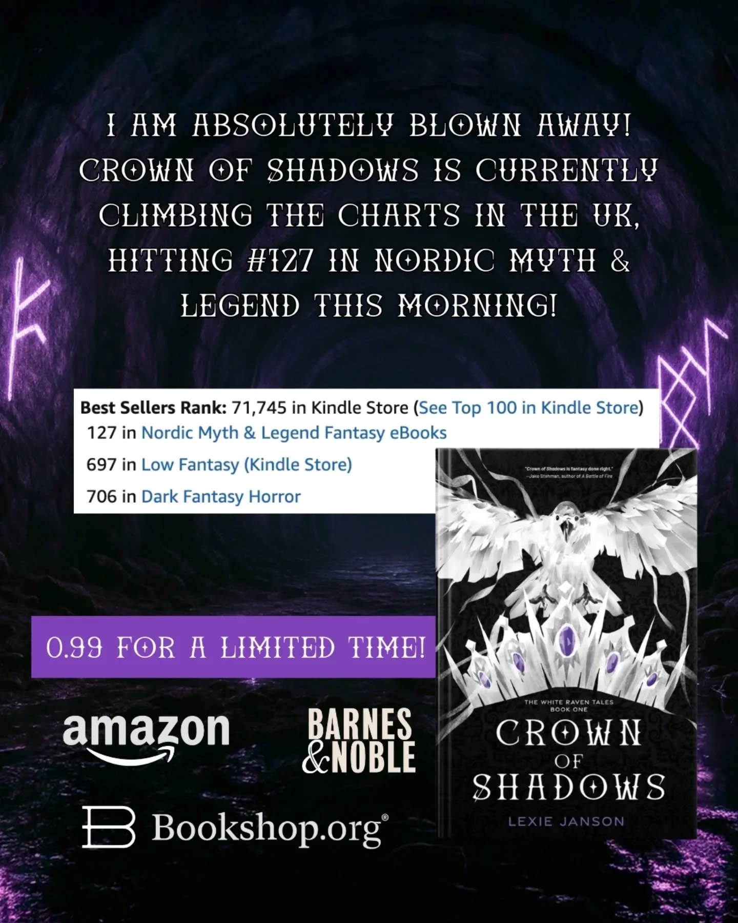 🌲 FOLKLORE WITH TEETH. 🌲

I am absolutely blown away! Crown of Shadows is currently climbing the charts in the UK, hitting  number 127 in Nordic Myth &amp; Legend this morning!

If you love Slavic grimdark, ancient monsters, and stories where you c