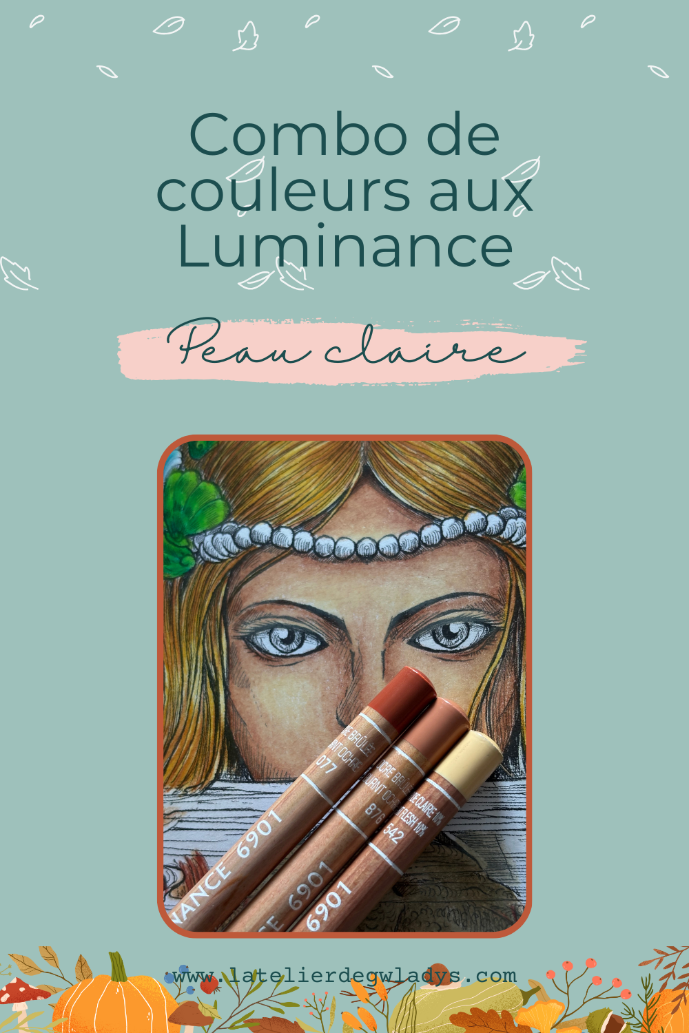 Combo couleurs aux crayons de couleurs Luminance de chez Caran d'Ache - Peau claire : 077 - 876 - 542