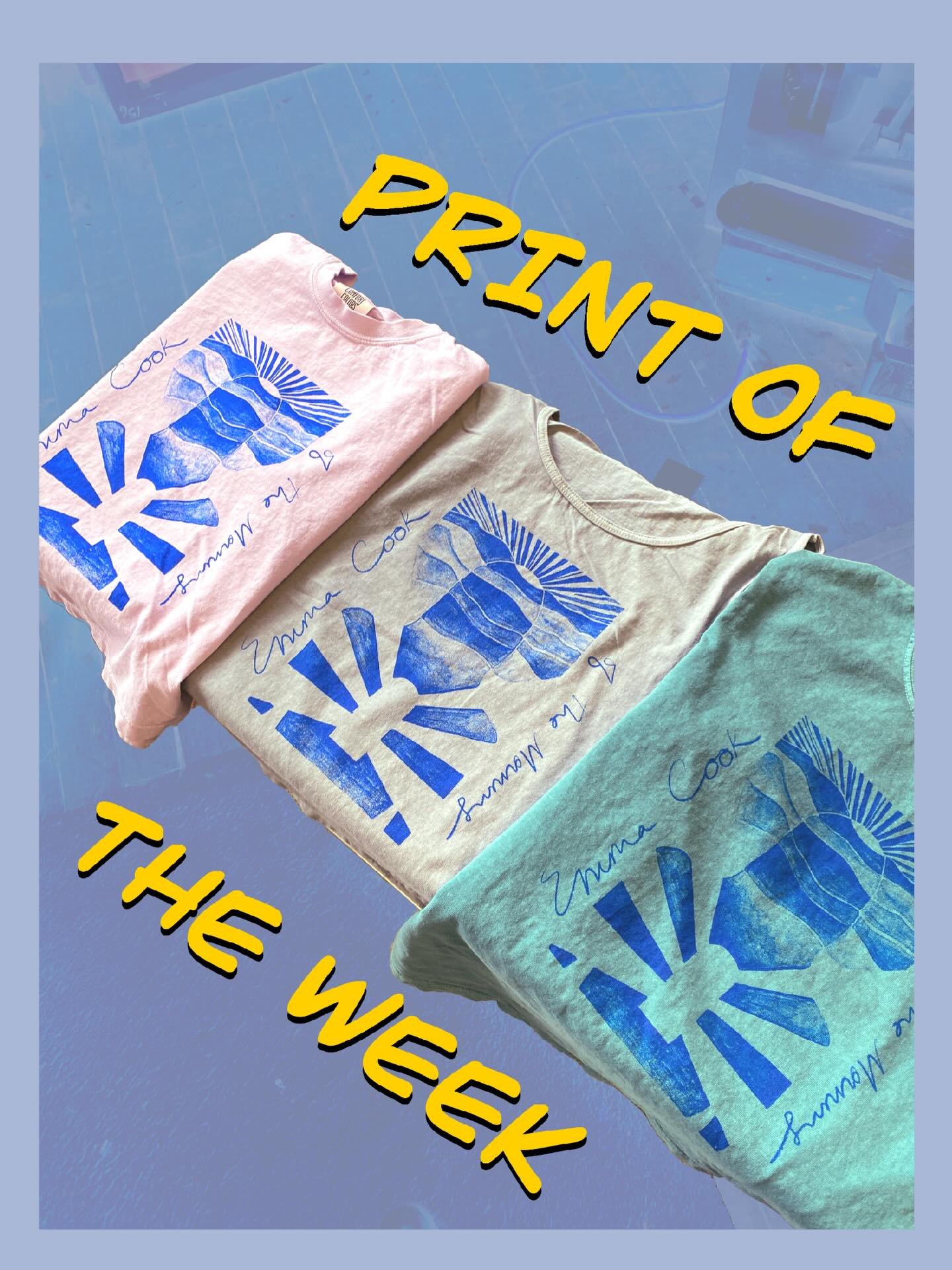 Our Print of the Week is some beautiful merch for local musician @em_ma_cook! We printed shirts and totes, and embroidered hats. That blue ink though! 🤩

Emma &amp; co is performing this Saturday March 14th at Higherground (&hellip;and our employee 